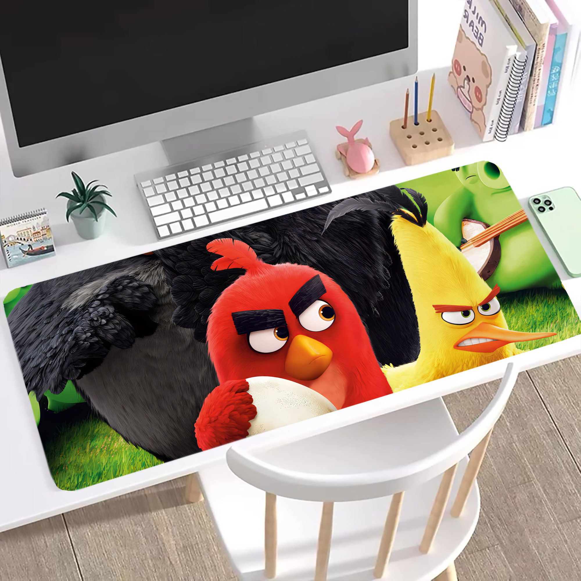 （画像用） Angry Birds アングリーバード ステッチ加工 大判デスクマット／滑り止めマウスパッド