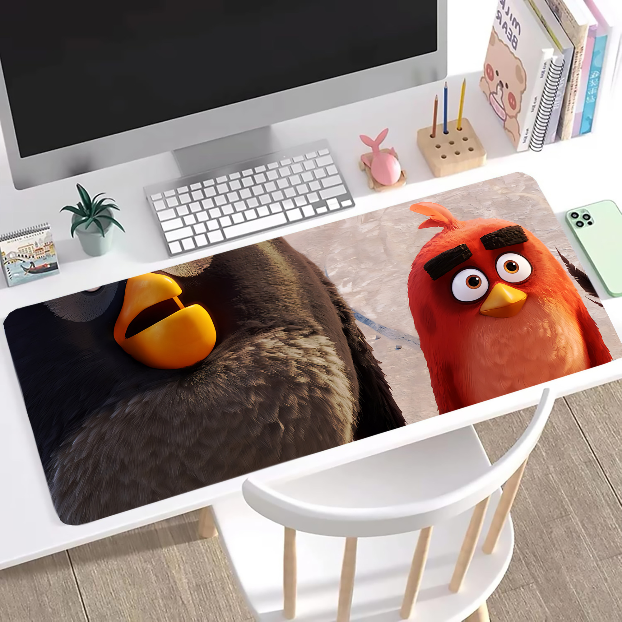 （画像用） Angry Birds アングリーバード ステッチ加工 大判デスクマット／滑り止めマウスパッド