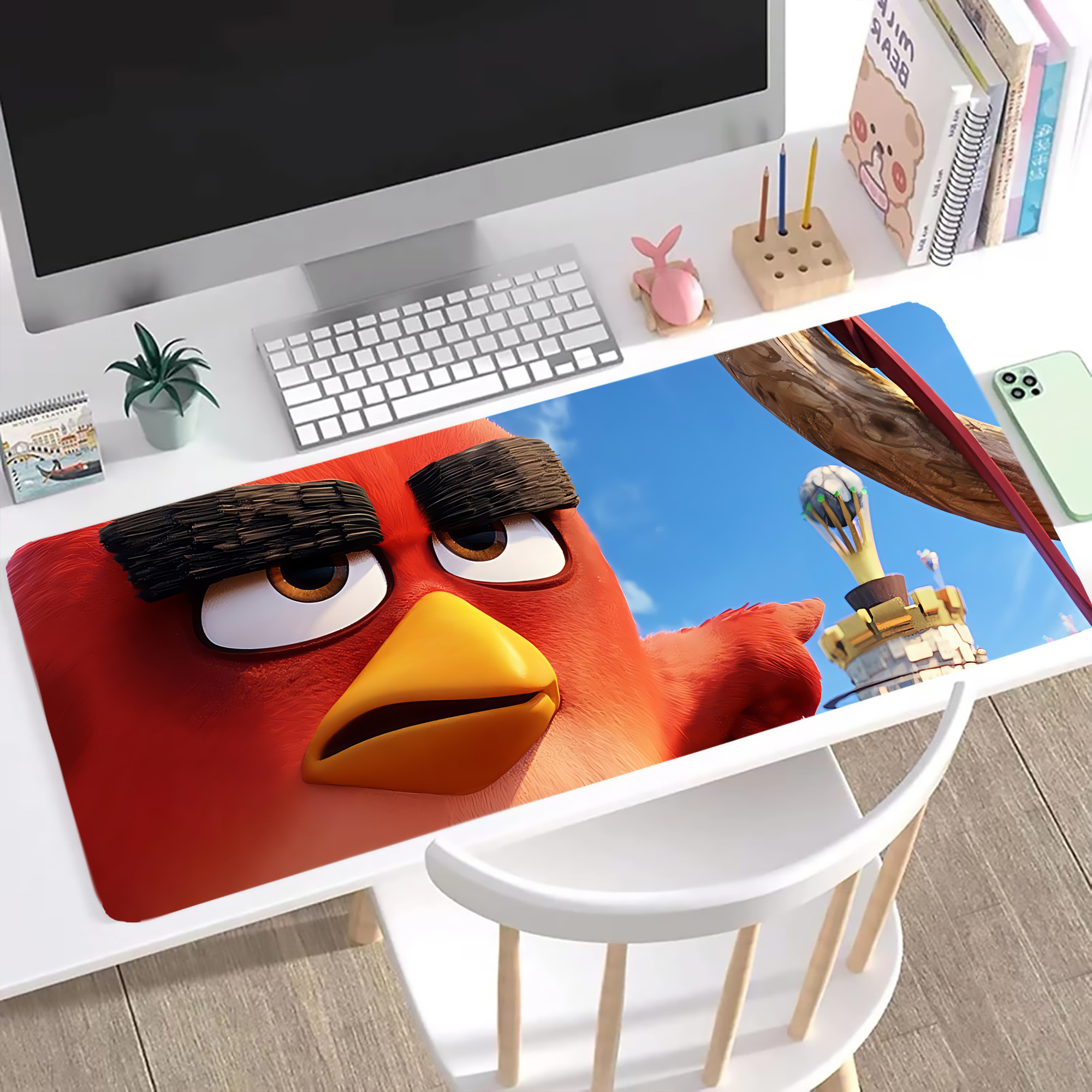 （画像用） Angry Birds アングリーバード ステッチ加工 大判デスクマット／滑り止めマウスパッド
