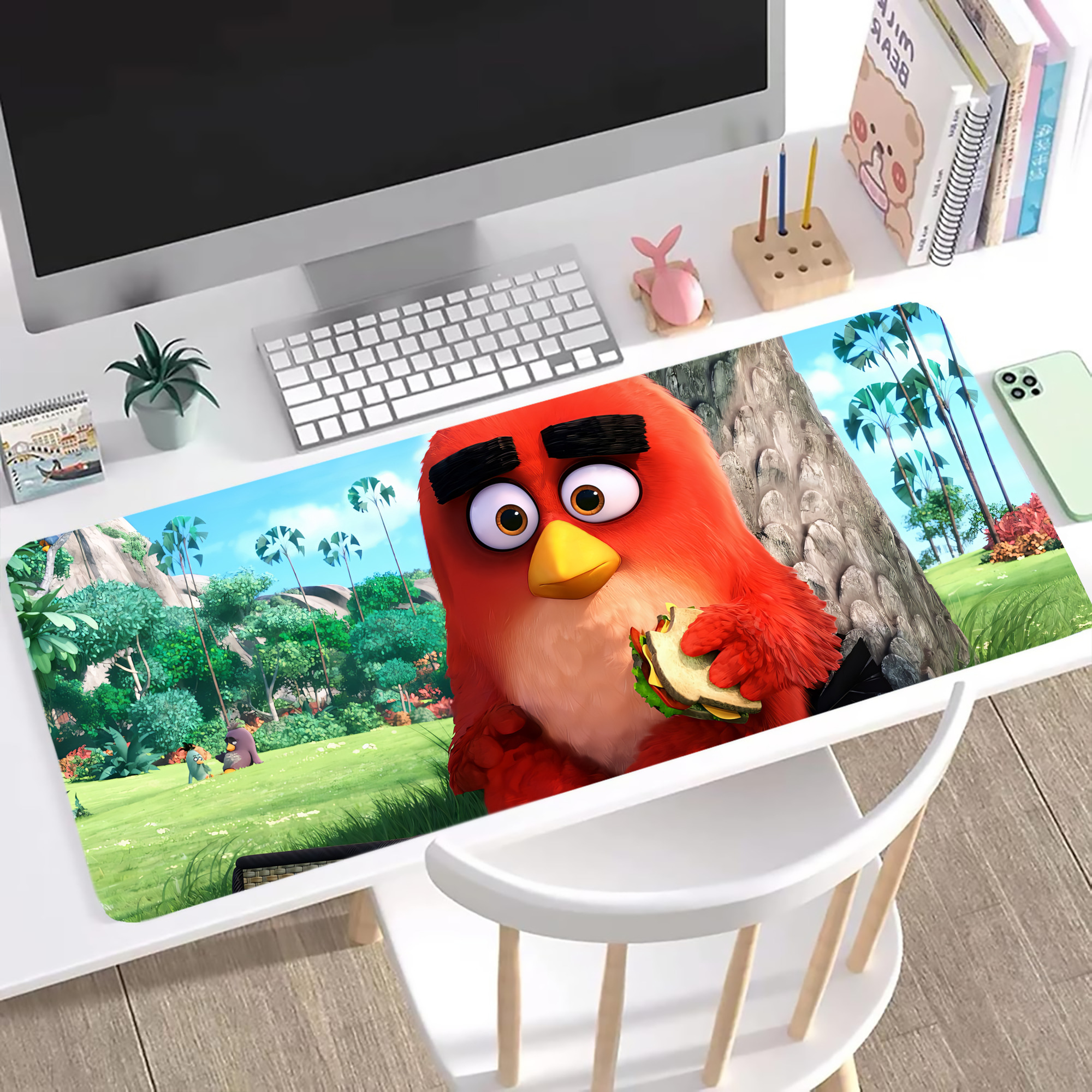 （画像用） Angry Birds アングリーバード ステッチ加工 大判デスクマット／滑り止めマウスパッド