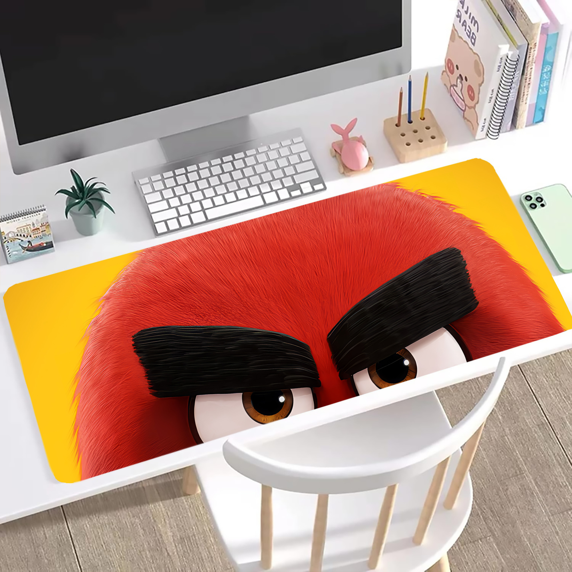 （画像用） Angry Birds アングリーバード ステッチ加工 大判デスクマット／滑り止めマウスパッド