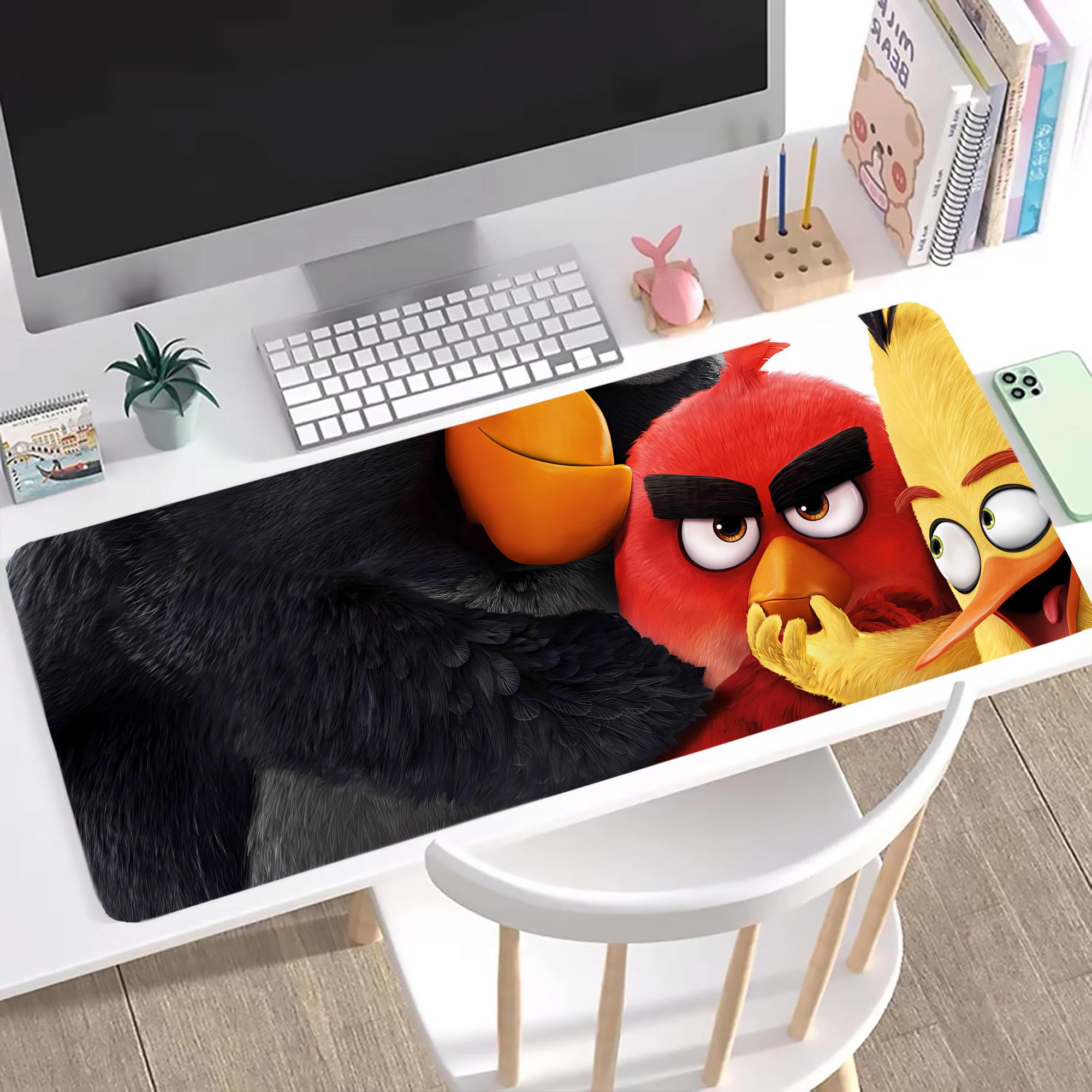 （画像用） Angry Birds アングリーバード ステッチ加工 大判デスクマット／滑り止めマウスパッド