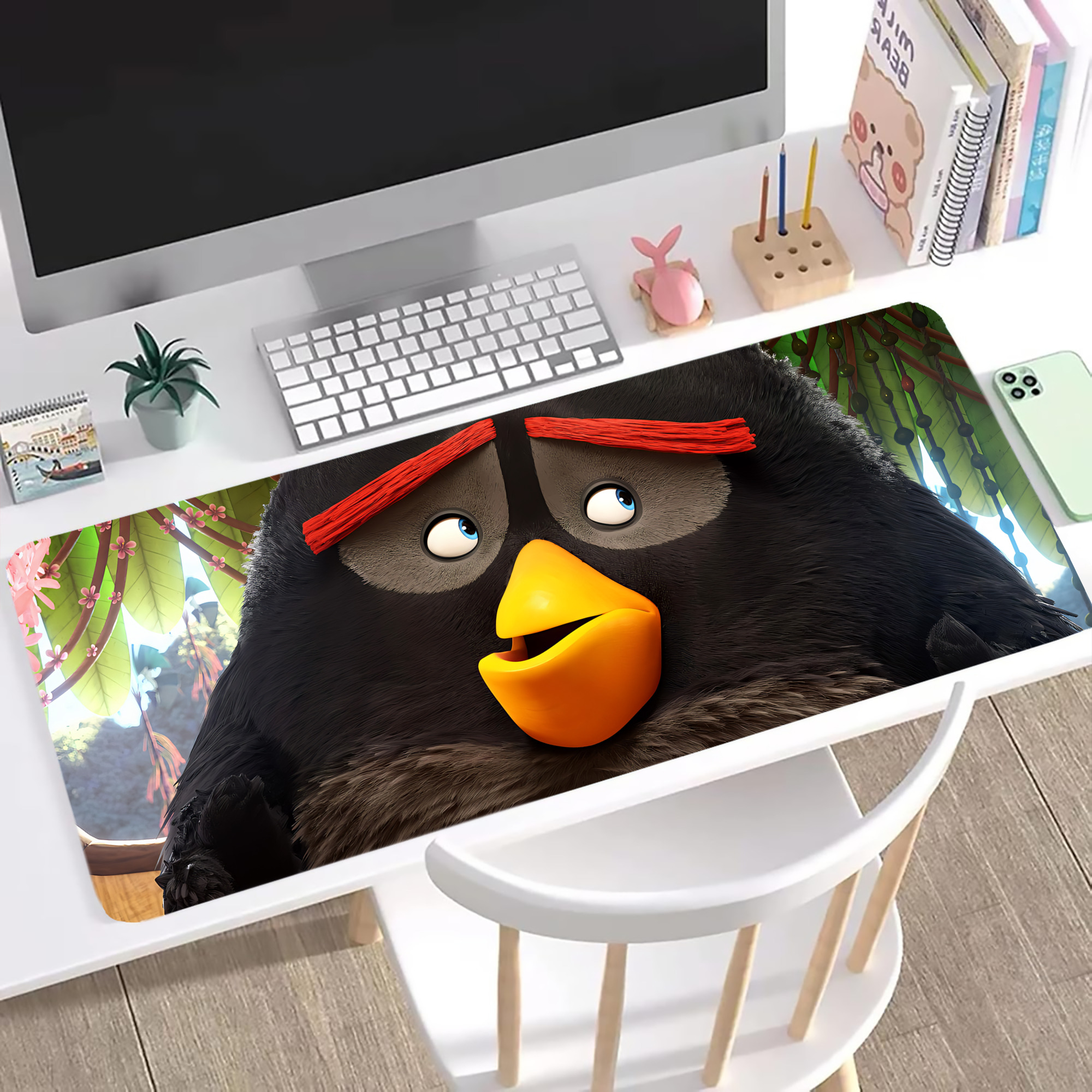 （画像用） Angry Birds アングリーバード ステッチ加工 大判デスクマット／滑り止めマウスパッド