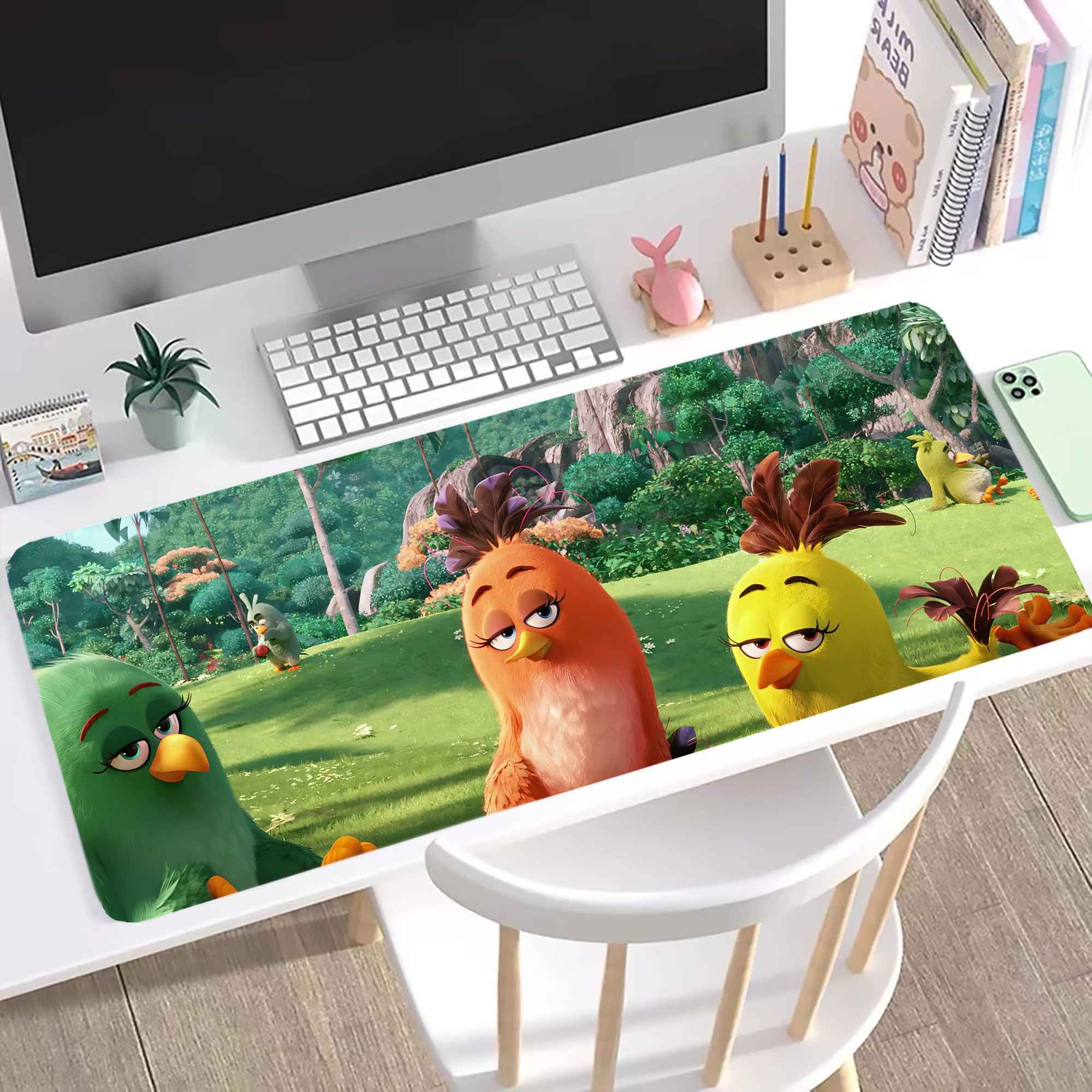 （画像用） Angry Birds アングリーバード ステッチ加工 大判デスクマット／滑り止めマウスパッド