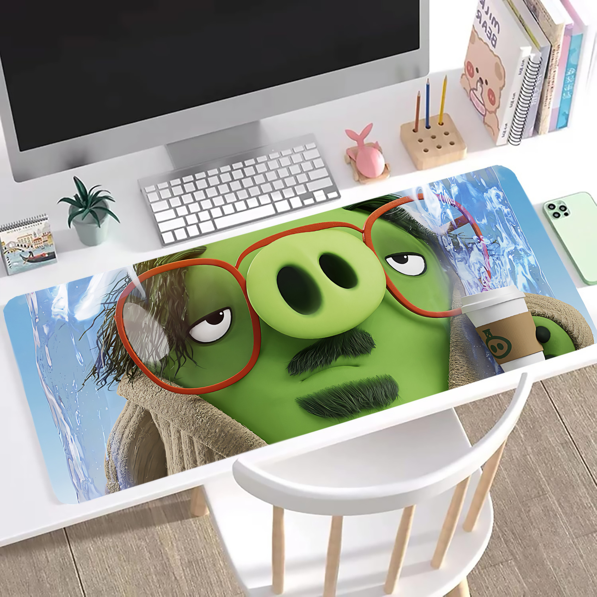 （画像用） Angry Birds アングリーバード ステッチ加工 大判デスクマット／滑り止めマウスパッド