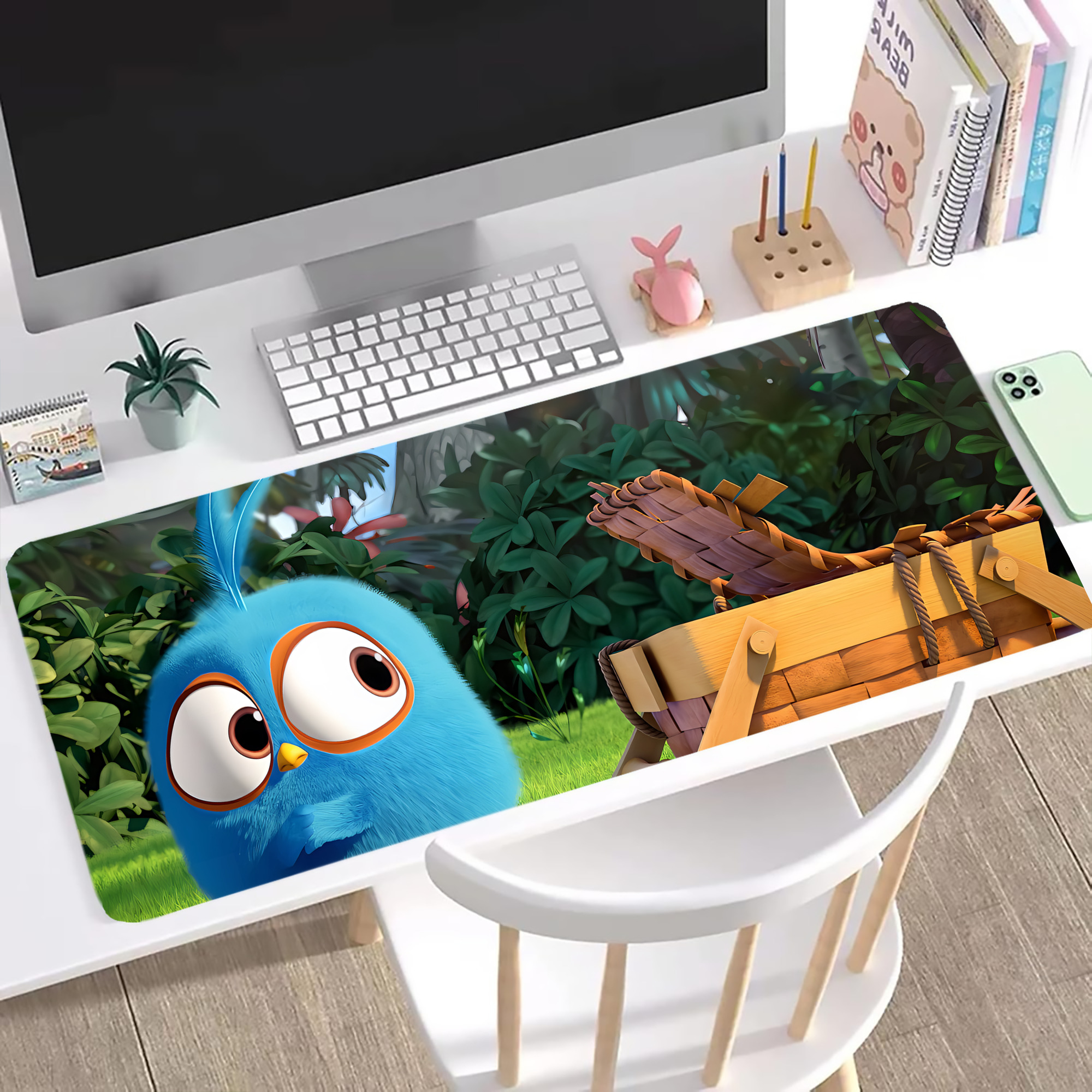 （画像用） Angry Birds アングリーバード ステッチ加工 大判デスクマット／滑り止めマウスパッド
