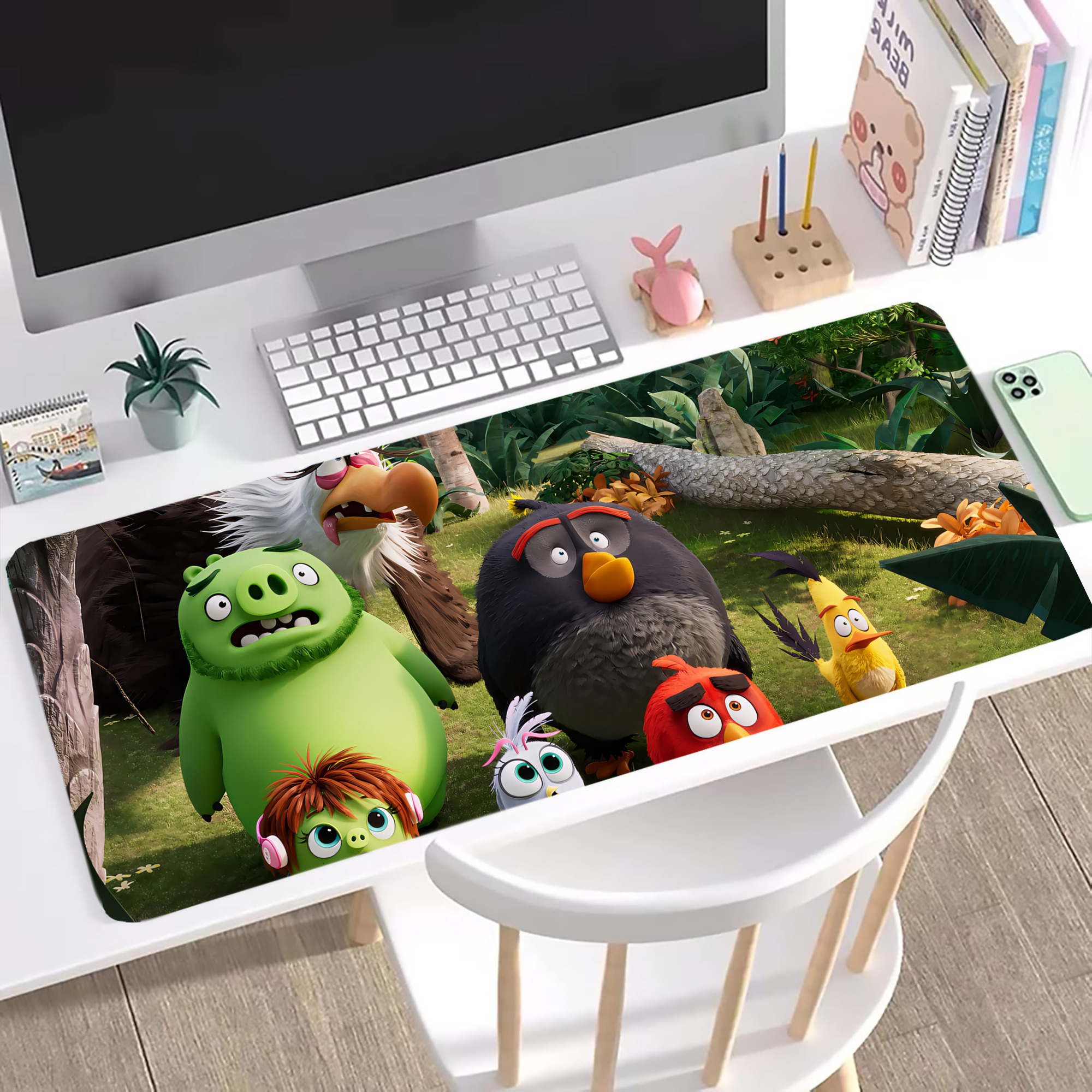 （画像用） Angry Birds アングリーバード ステッチ加工 大判デスクマット／滑り止めマウスパッド
