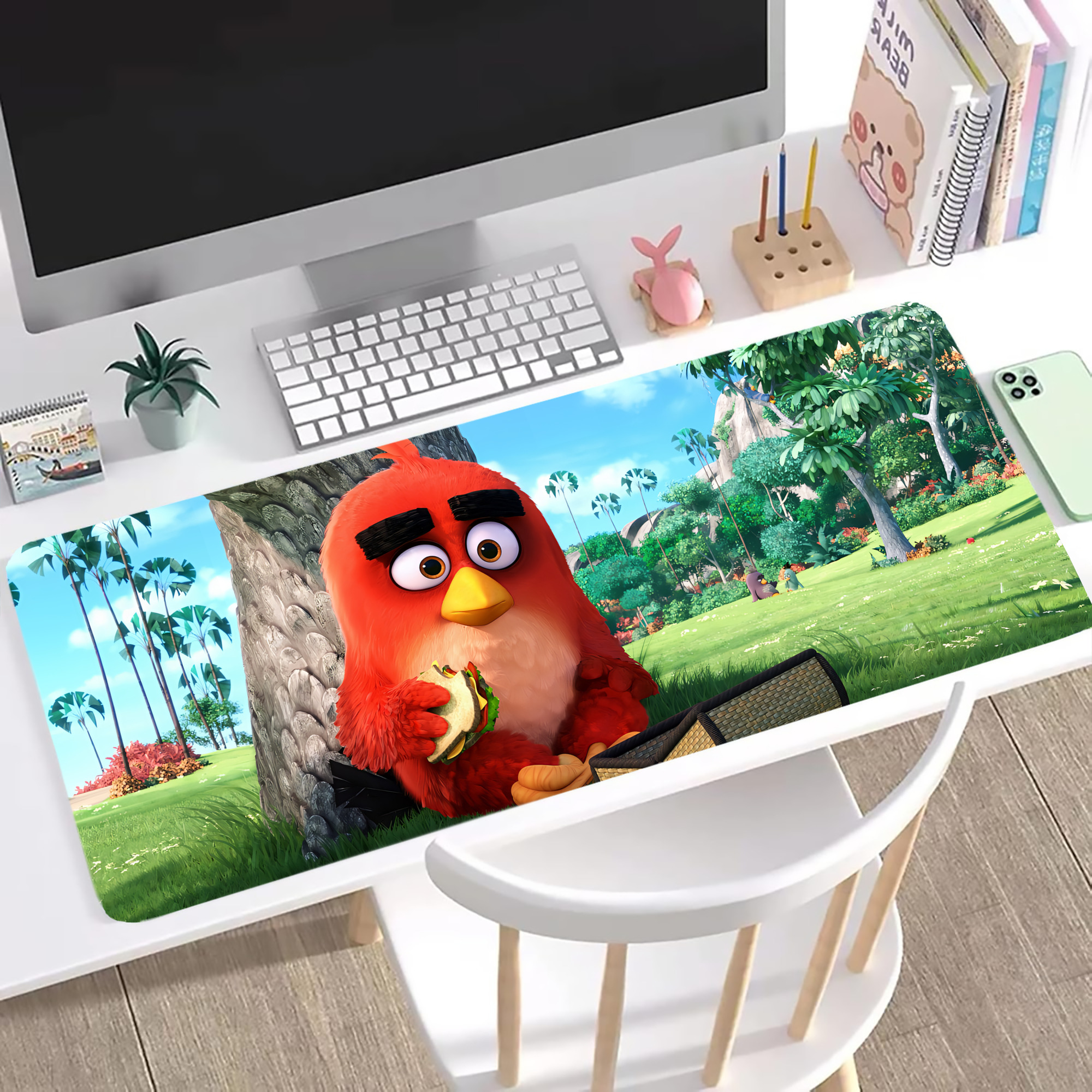 （画像用） Angry Birds アングリーバード ステッチ加工 大判デスクマット／滑り止めマウスパッド