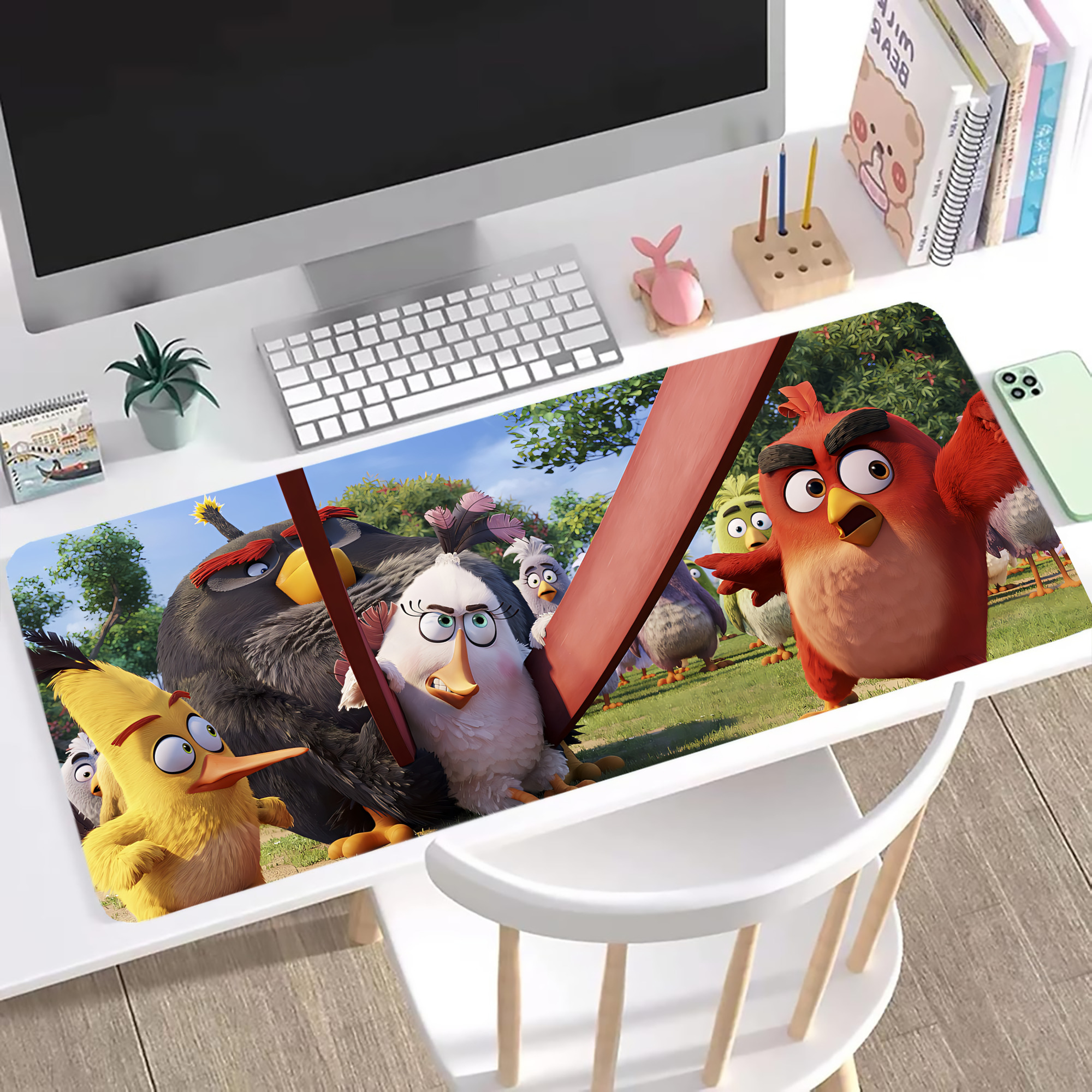（画像用） Angry Birds アングリーバード ステッチ加工 大判デスクマット／滑り止めマウスパッド