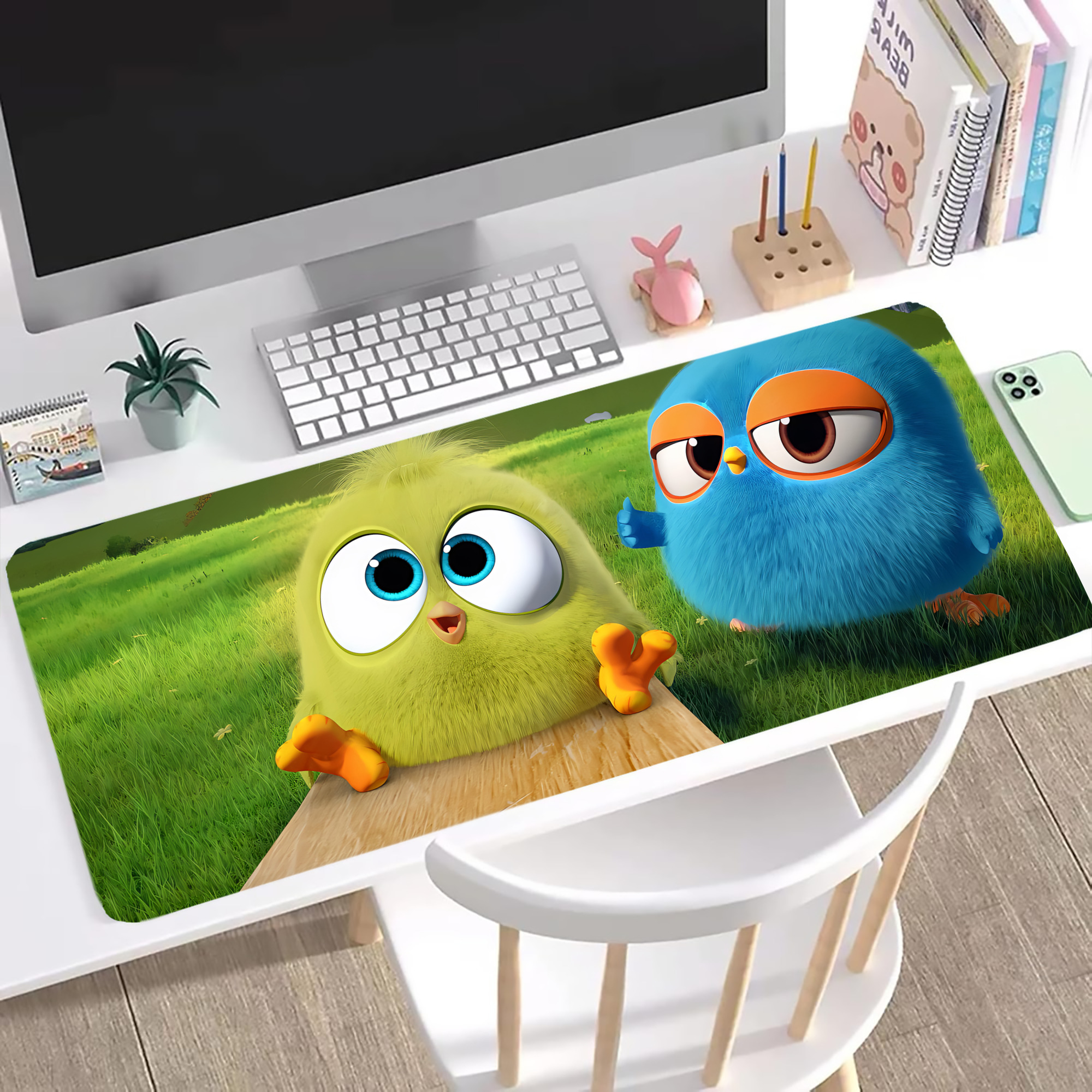 （画像用） Angry Birds アングリーバード ステッチ加工 大判デスクマット／滑り止めマウスパッド