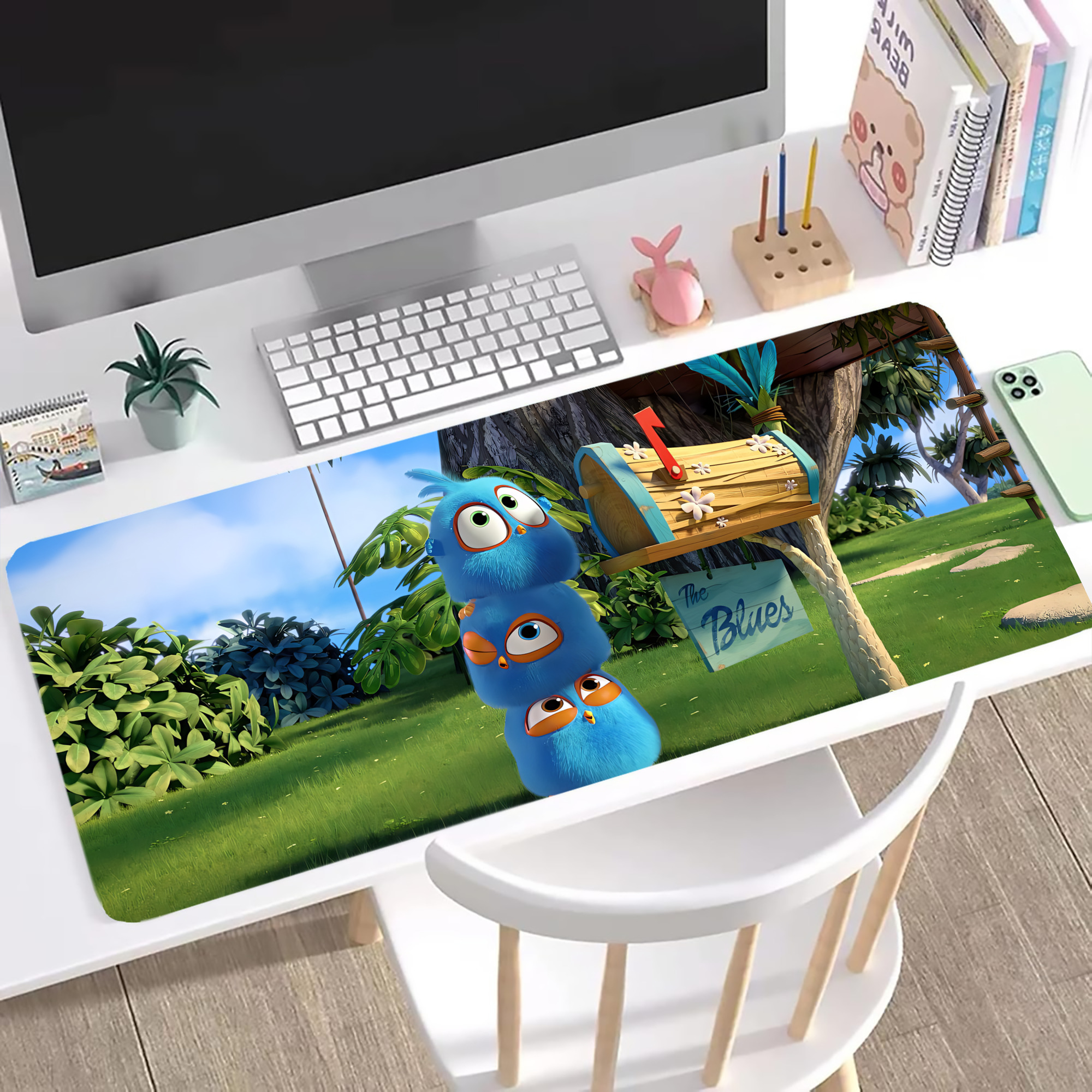 （画像用） Angry Birds アングリーバード ステッチ加工 大判デスクマット／滑り止めマウスパッド