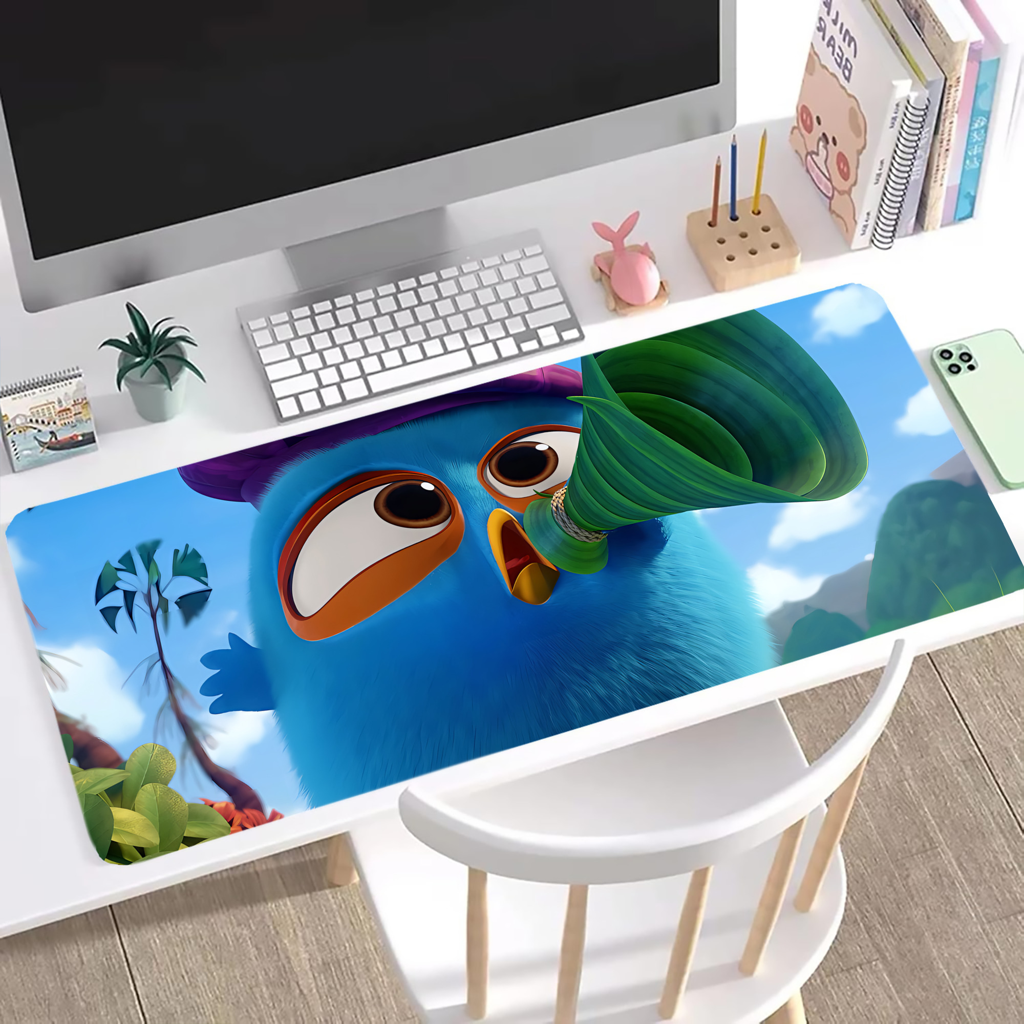 （画像用） Angry Birds アングリーバード ステッチ加工 大判デスクマット／滑り止めマウスパッド