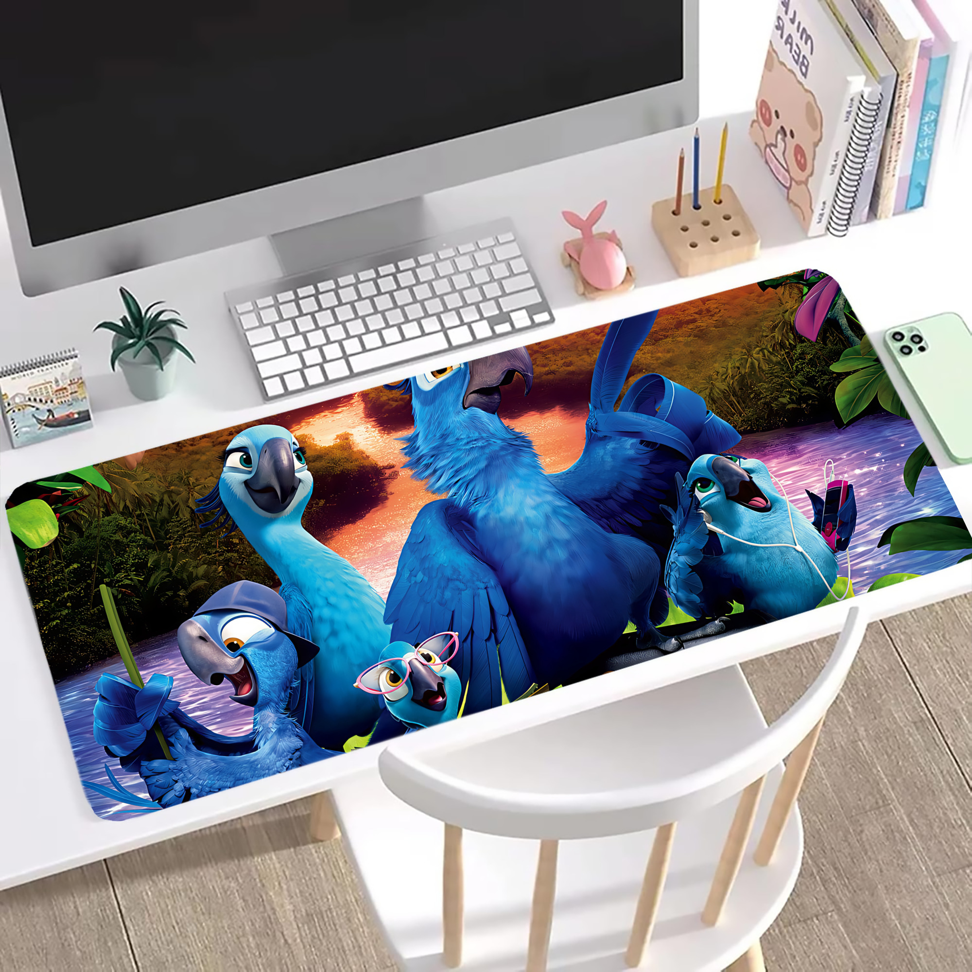 （画像用） Angry Birds アングリーバード ステッチ加工 大判デスクマット／滑り止めマウスパッド