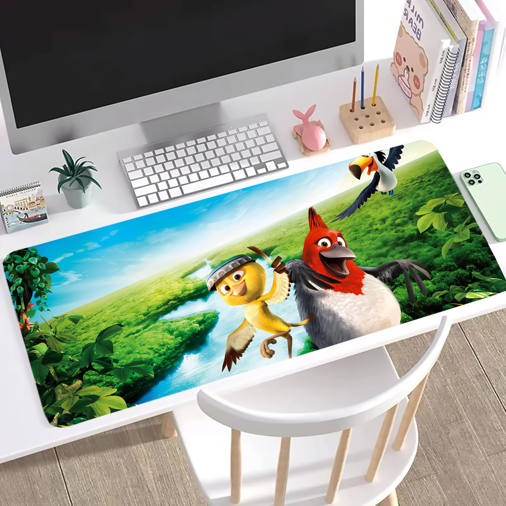 （画像用） Angry Birds アングリーバード ステッチ加工 大判デスクマット／滑り止めマウスパッド