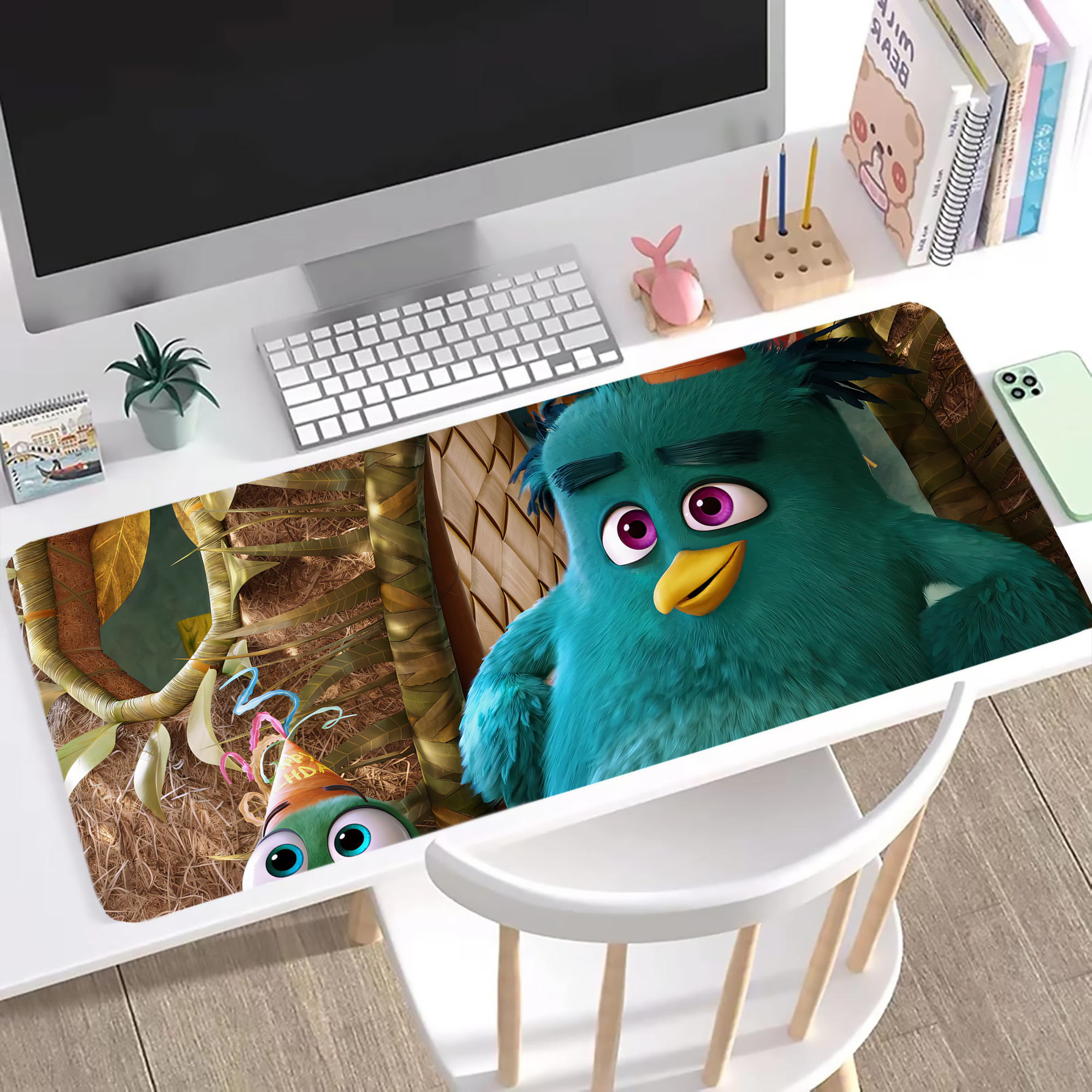 （画像用） Angry Birds アングリーバード ステッチ加工 大判デスクマット／滑り止めマウスパッド