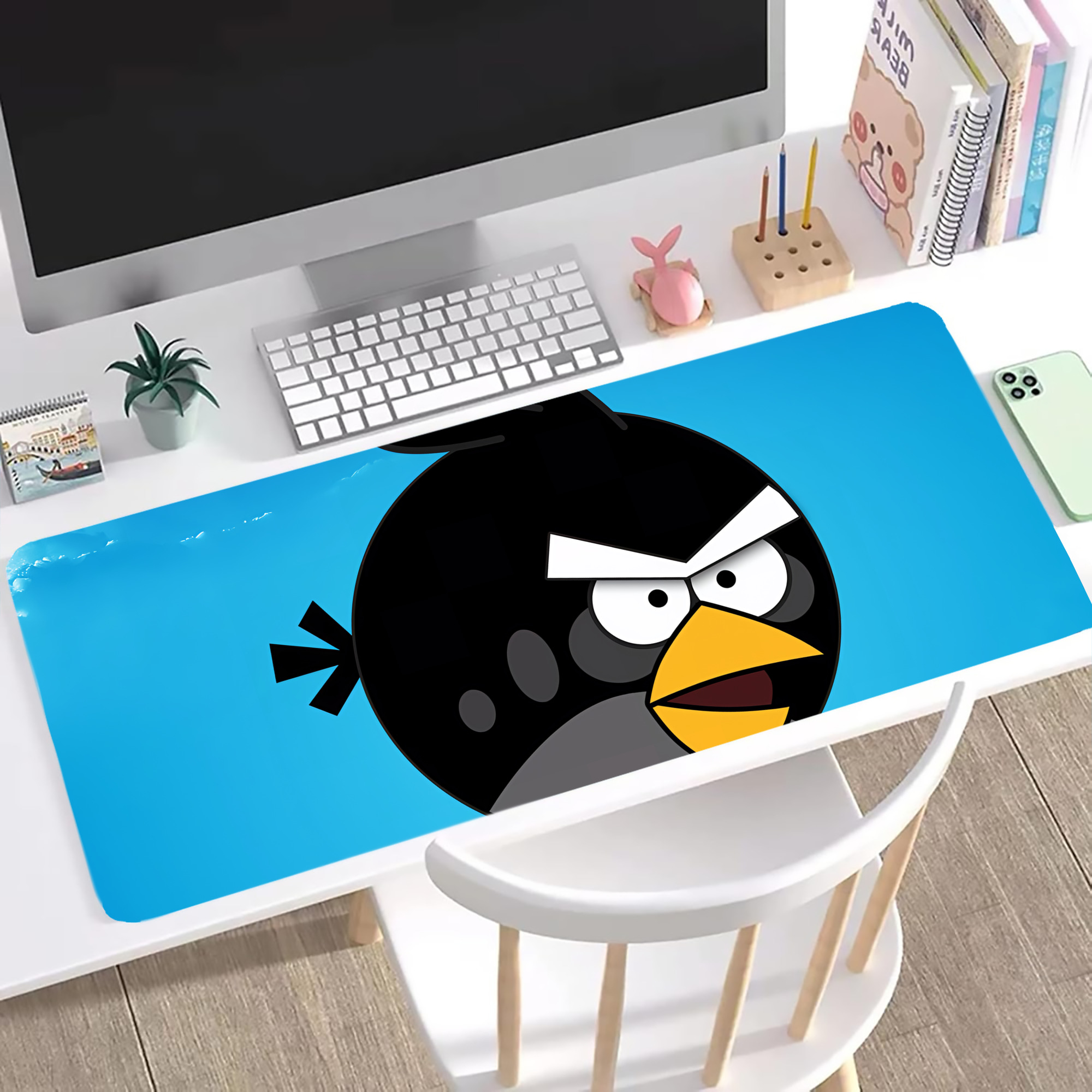（画像用） Angry Birds アングリーバード ステッチ加工 大判デスクマット／滑り止めマウスパッド