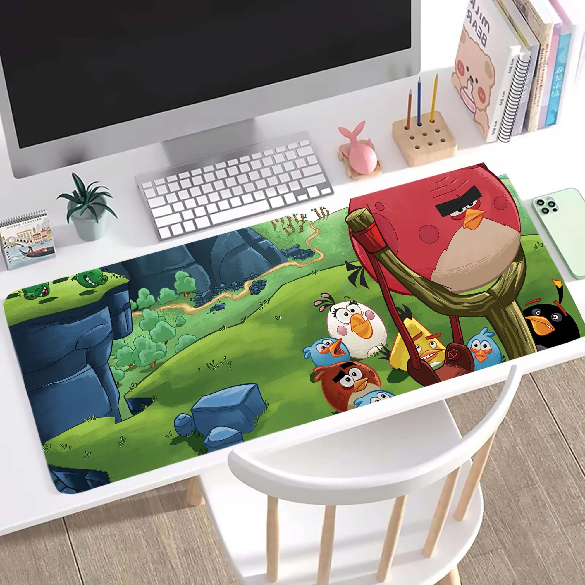 （画像用） Angry Birds アングリーバード ステッチ加工 大判デスクマット／滑り止めマウスパッド