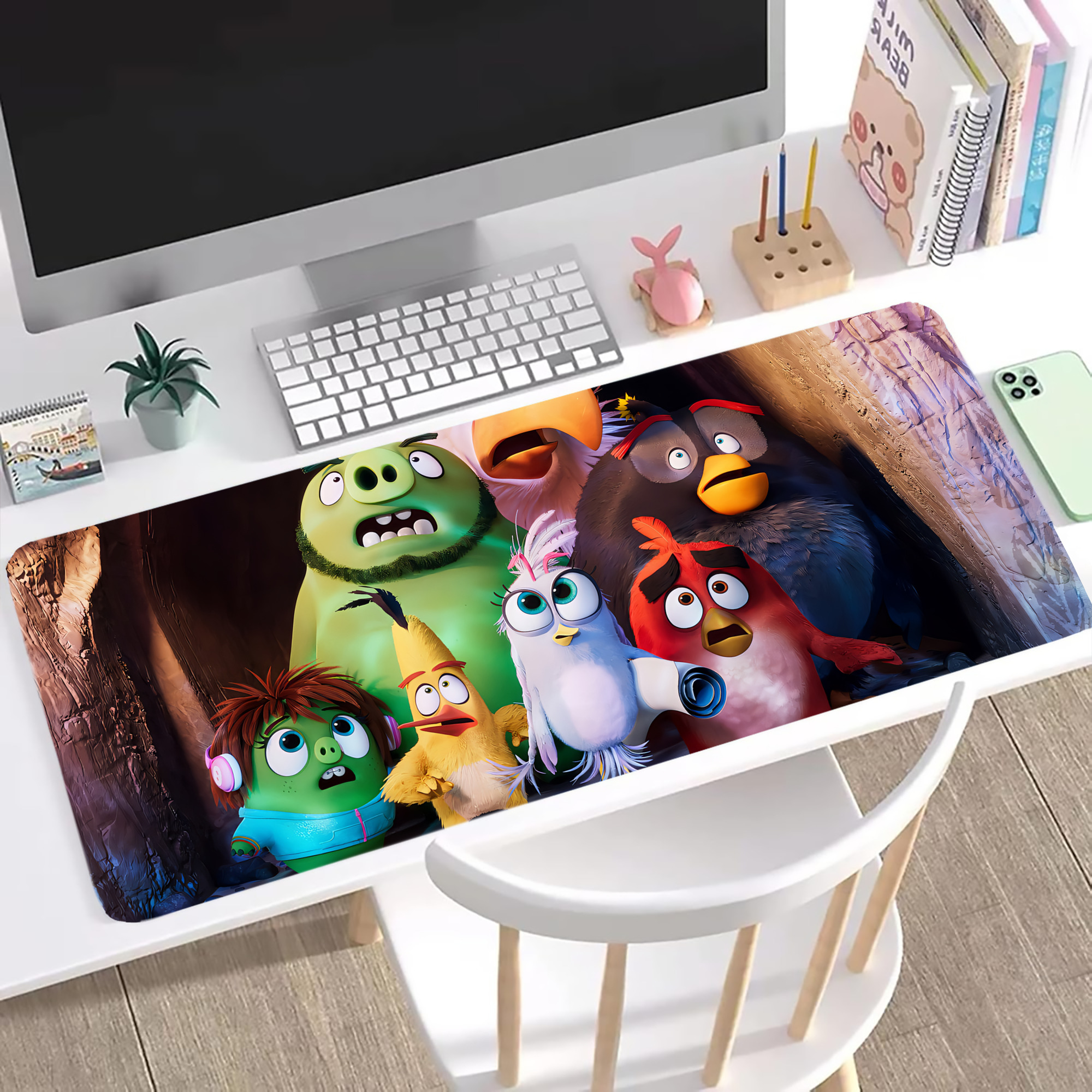 （画像用） Angry Birds アングリーバード ステッチ加工 大判デスクマット／滑り止めマウスパッド