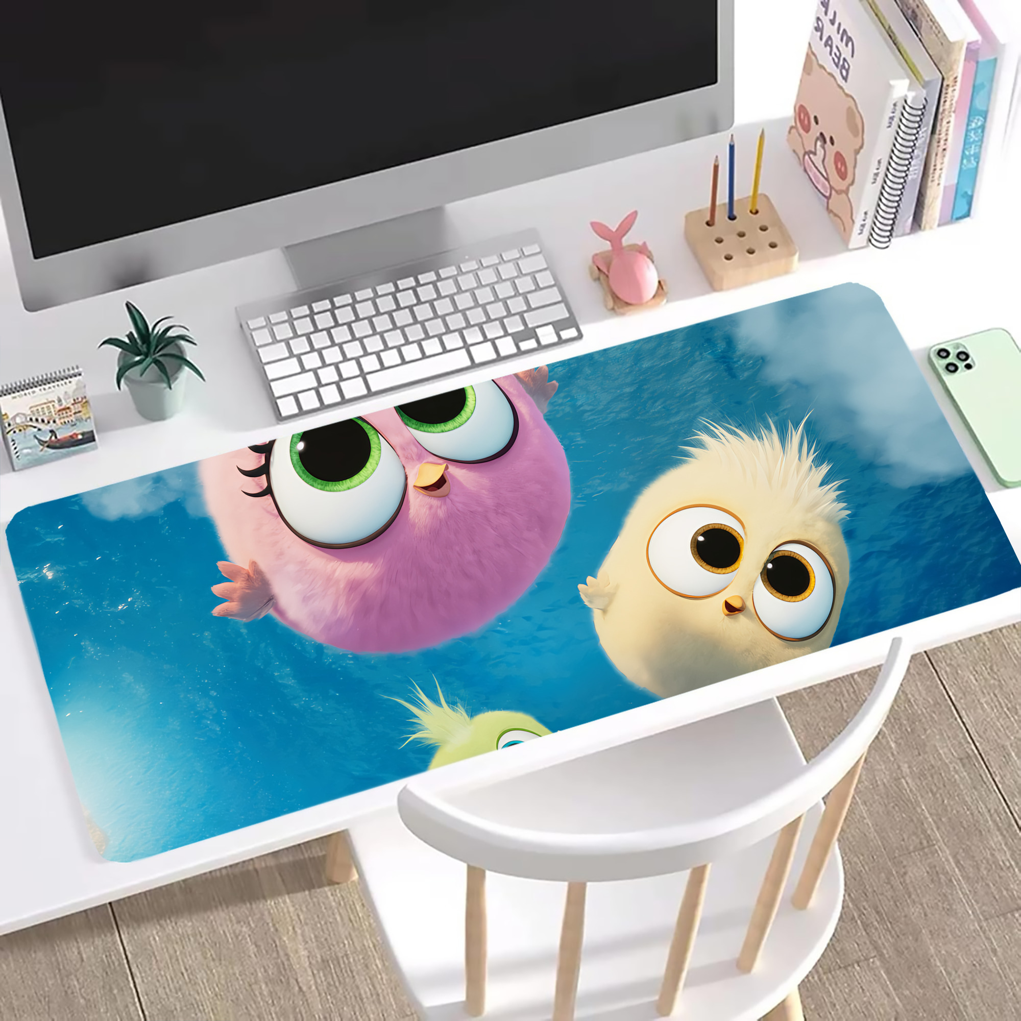 （画像用） Angry Birds アングリーバード ステッチ加工 大判デスクマット／滑り止めマウスパッド