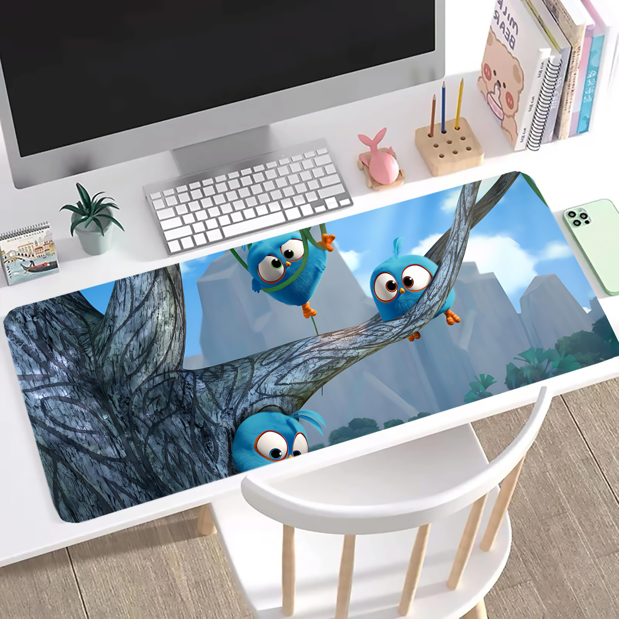 （画像用） Angry Birds アングリーバード ステッチ加工 大判デスクマット／滑り止めマウスパッド