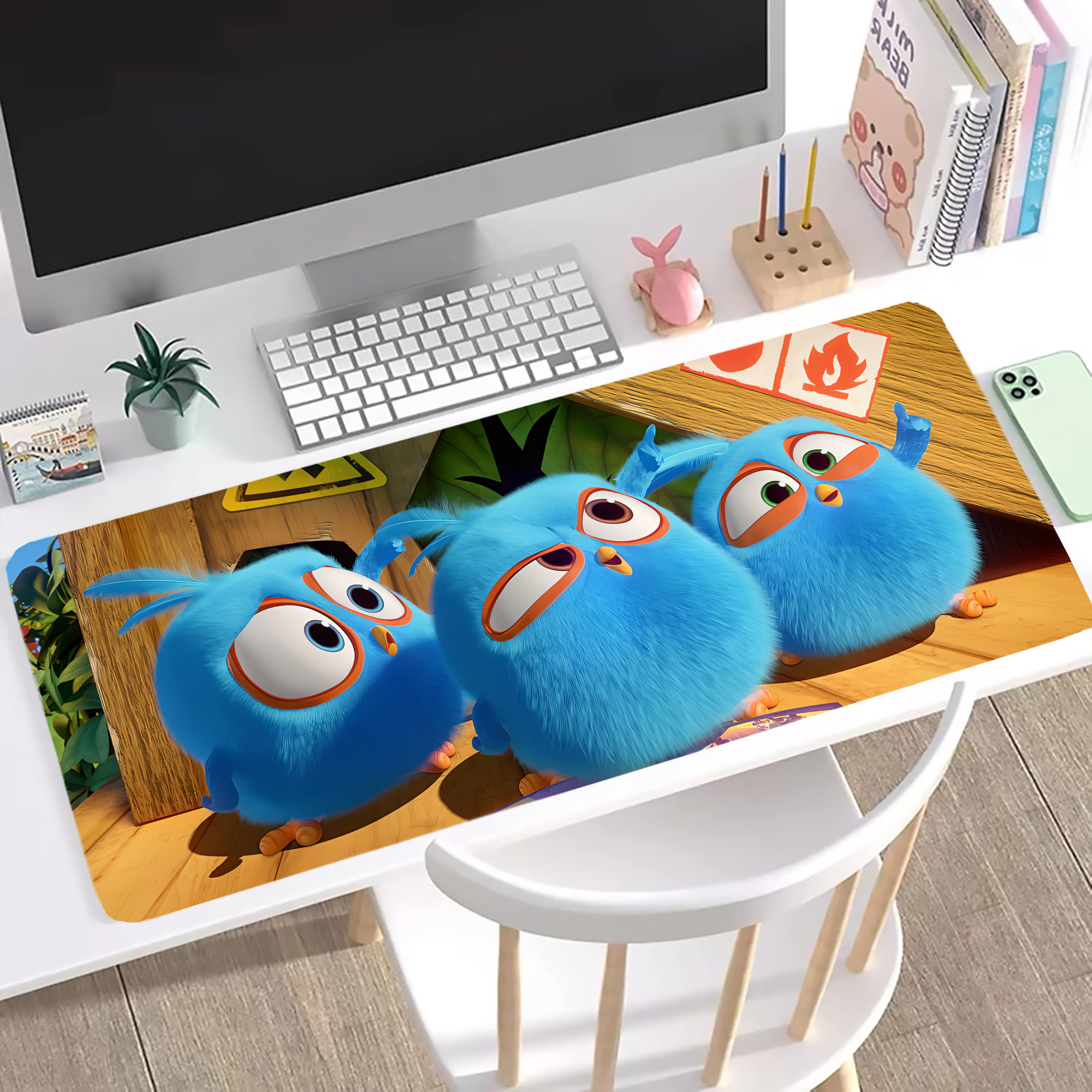 （画像用） Angry Birds アングリーバード ステッチ加工 大判デスクマット／滑り止めマウスパッド