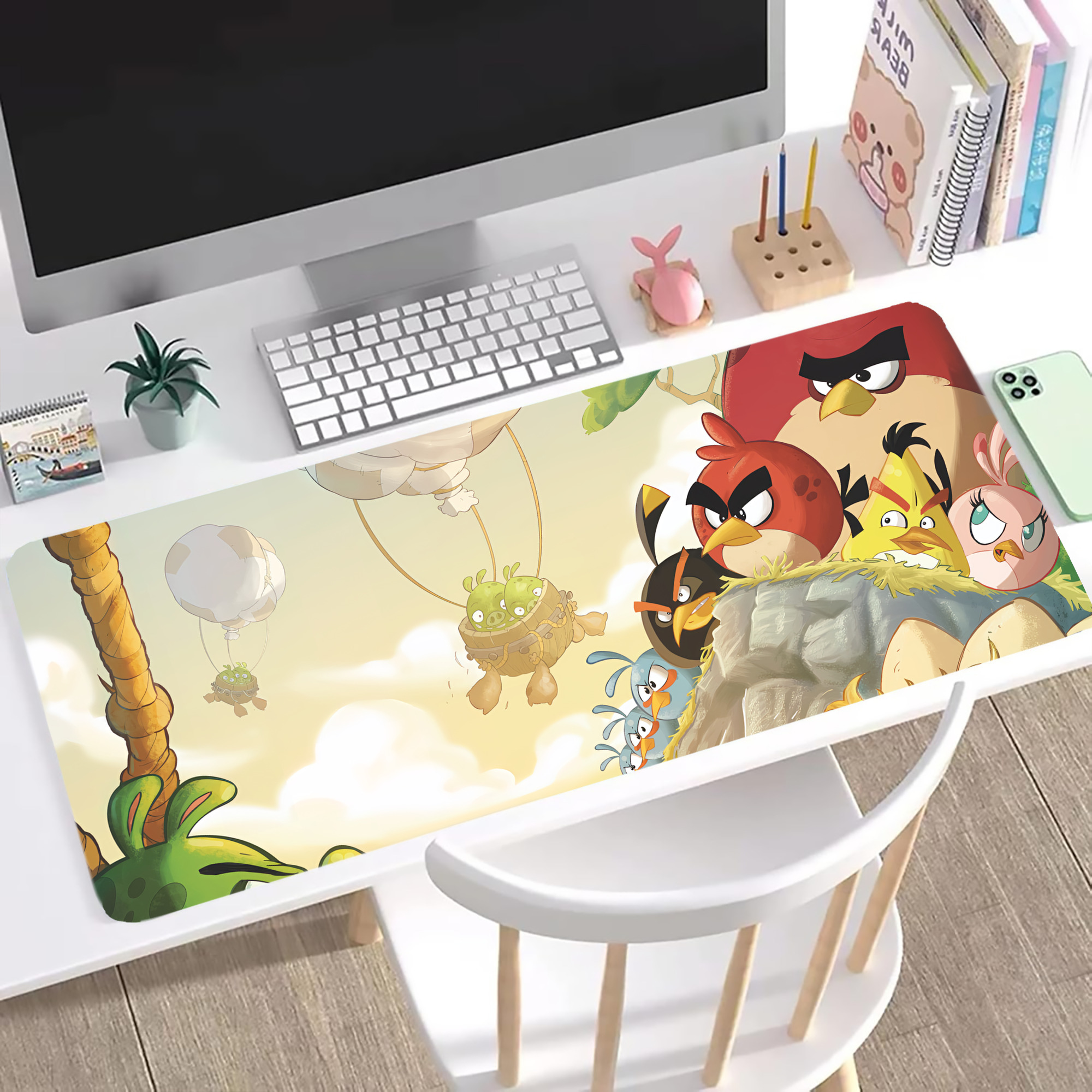 （画像用） Angry Birds アングリーバード ステッチ加工 大判デスクマット／滑り止めマウスパッド