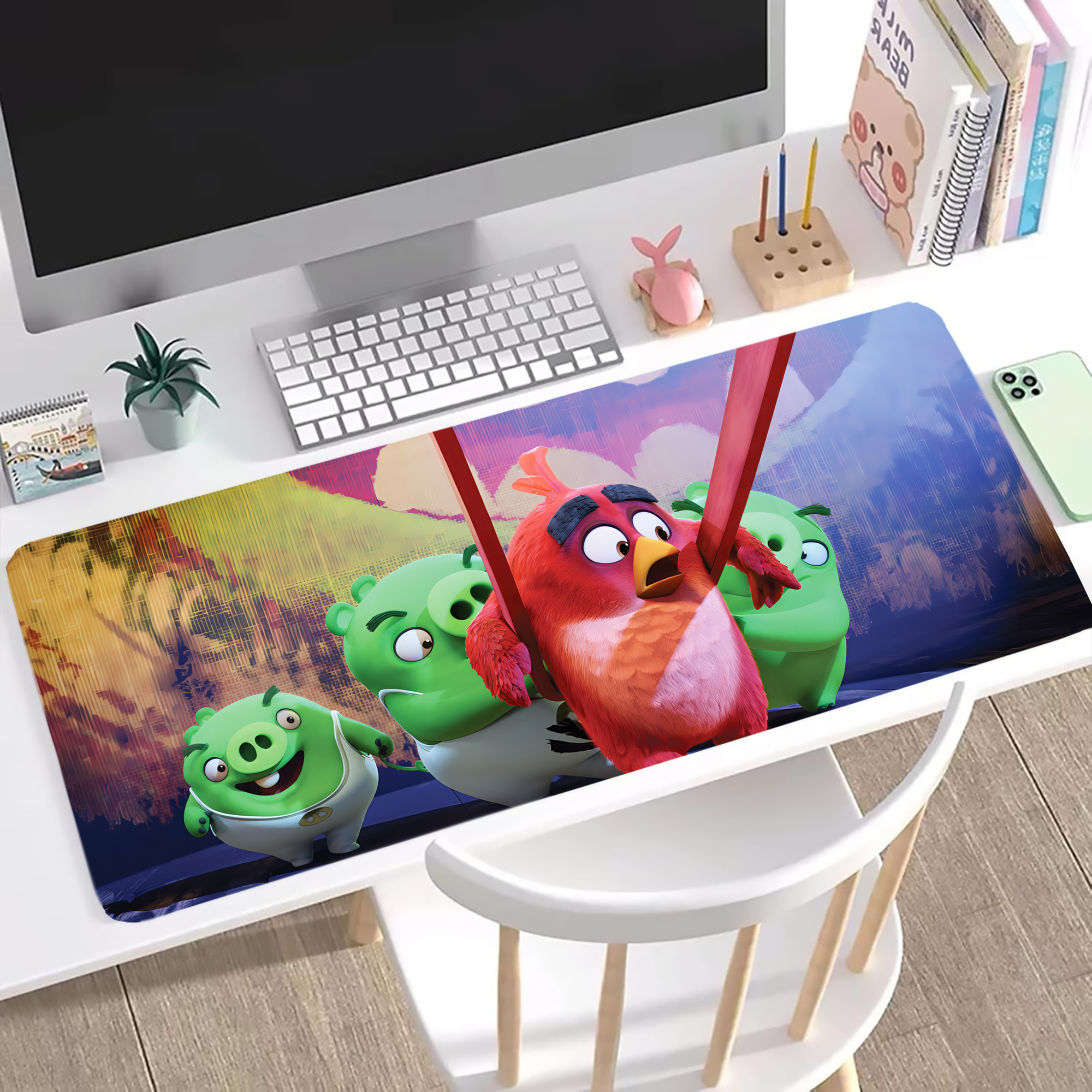 （画像用） Angry Birds アングリーバード ステッチ加工 大判デスクマット／滑り止めマウスパッド