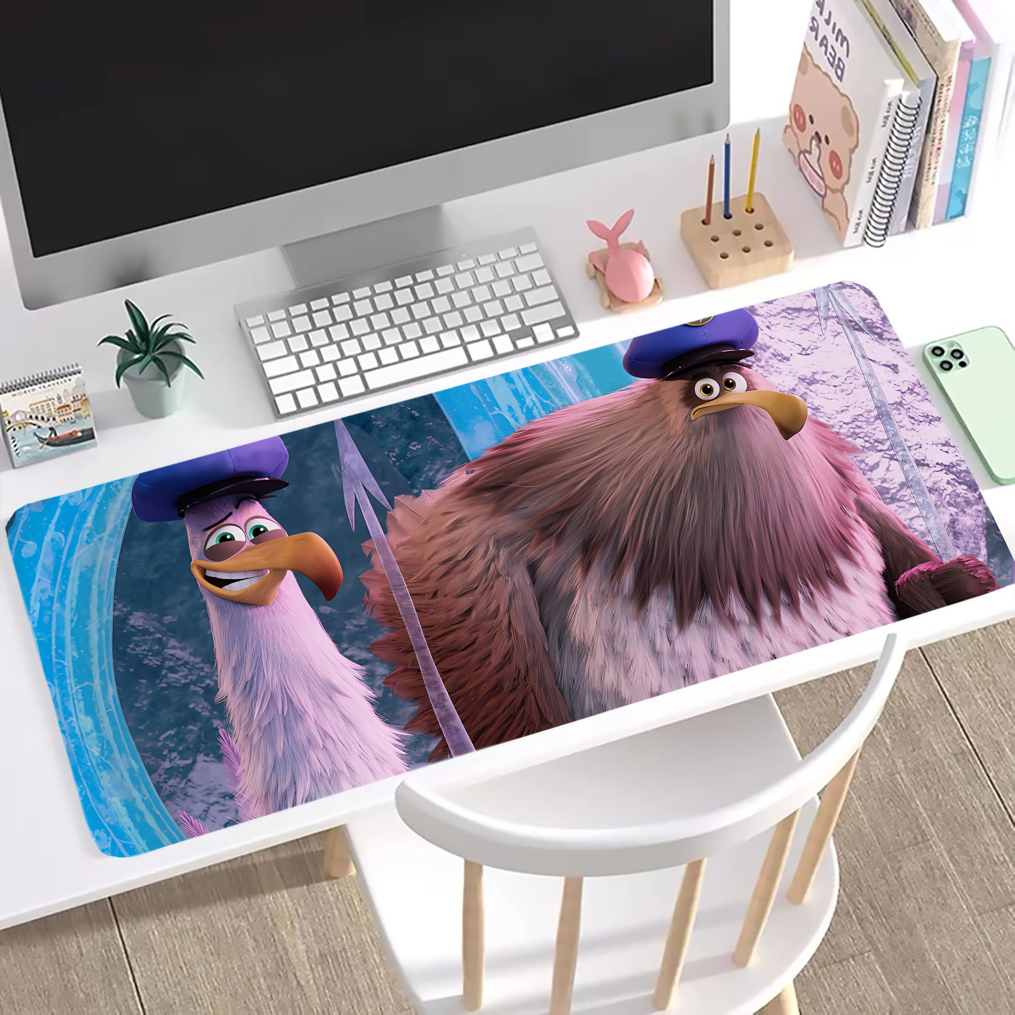 （画像用） Angry Birds アングリーバード ステッチ加工 大判デスクマット／滑り止めマウスパッド