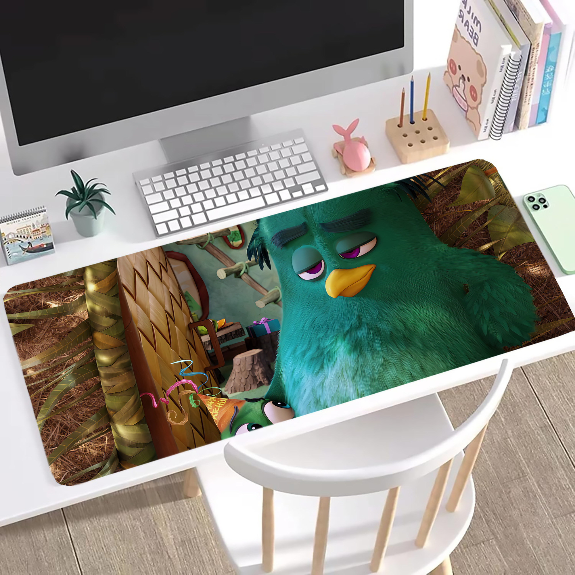 （画像用） Angry Birds アングリーバード ステッチ加工 大判デスクマット／滑り止めマウスパッド