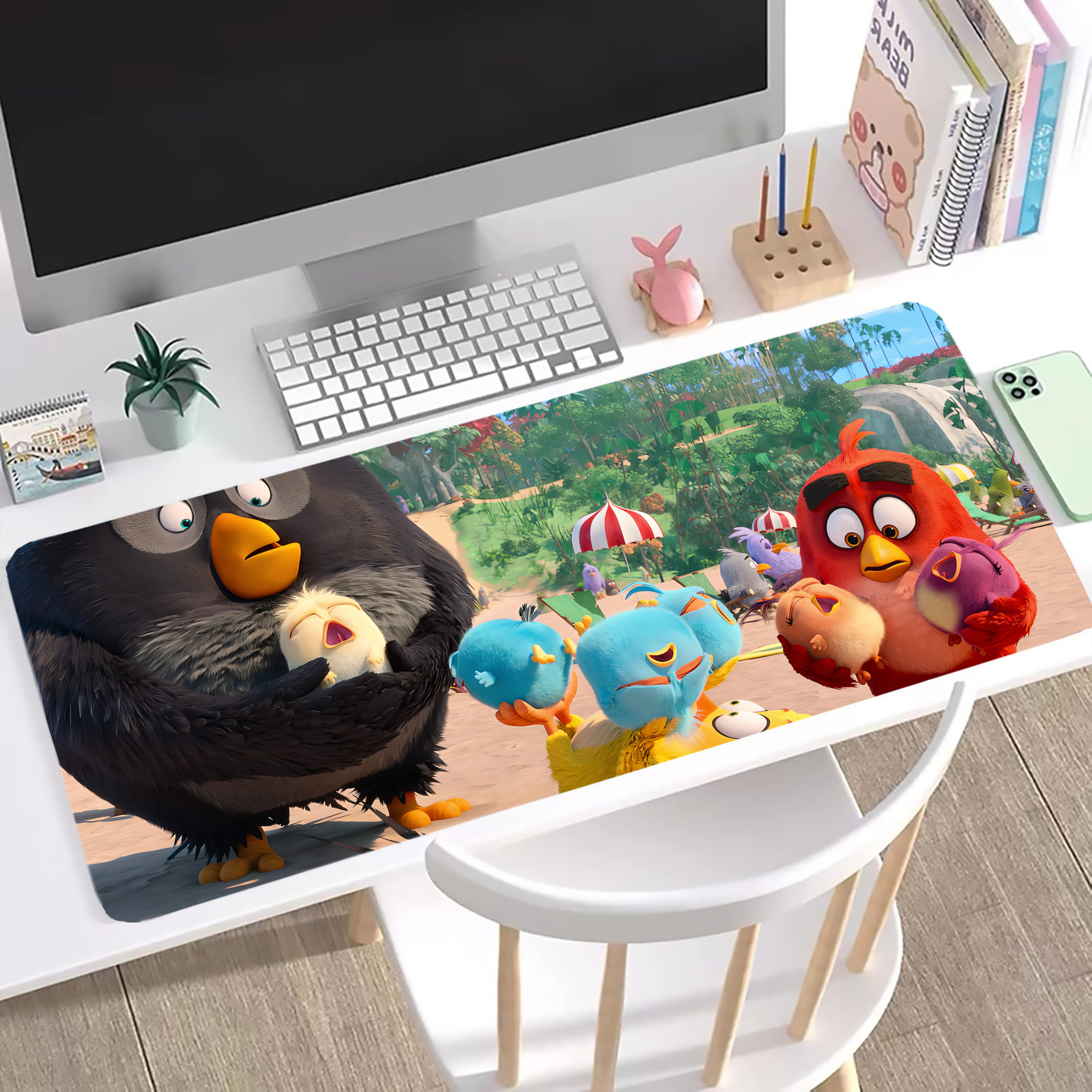 （画像用） Angry Birds アングリーバード ステッチ加工 大判デスクマット／滑り止めマウスパッド