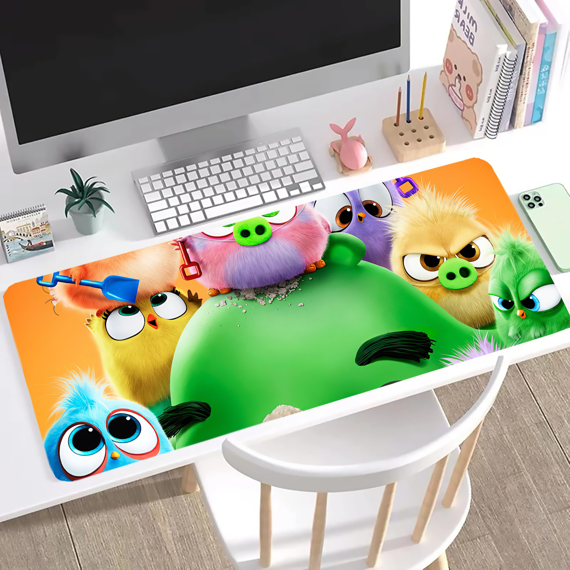（画像用） Angry Birds アングリーバード ステッチ加工 大判デスクマット／滑り止めマウスパッド