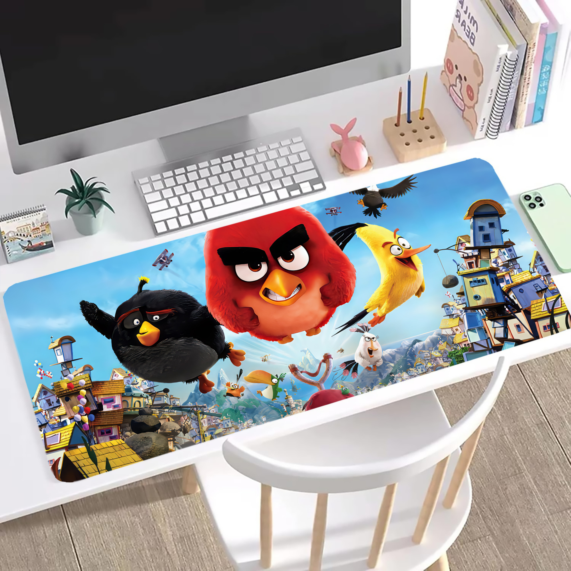 （画像用） Angry Birds アングリーバード ステッチ加工 大判デスクマット／滑り止めマウスパッド
