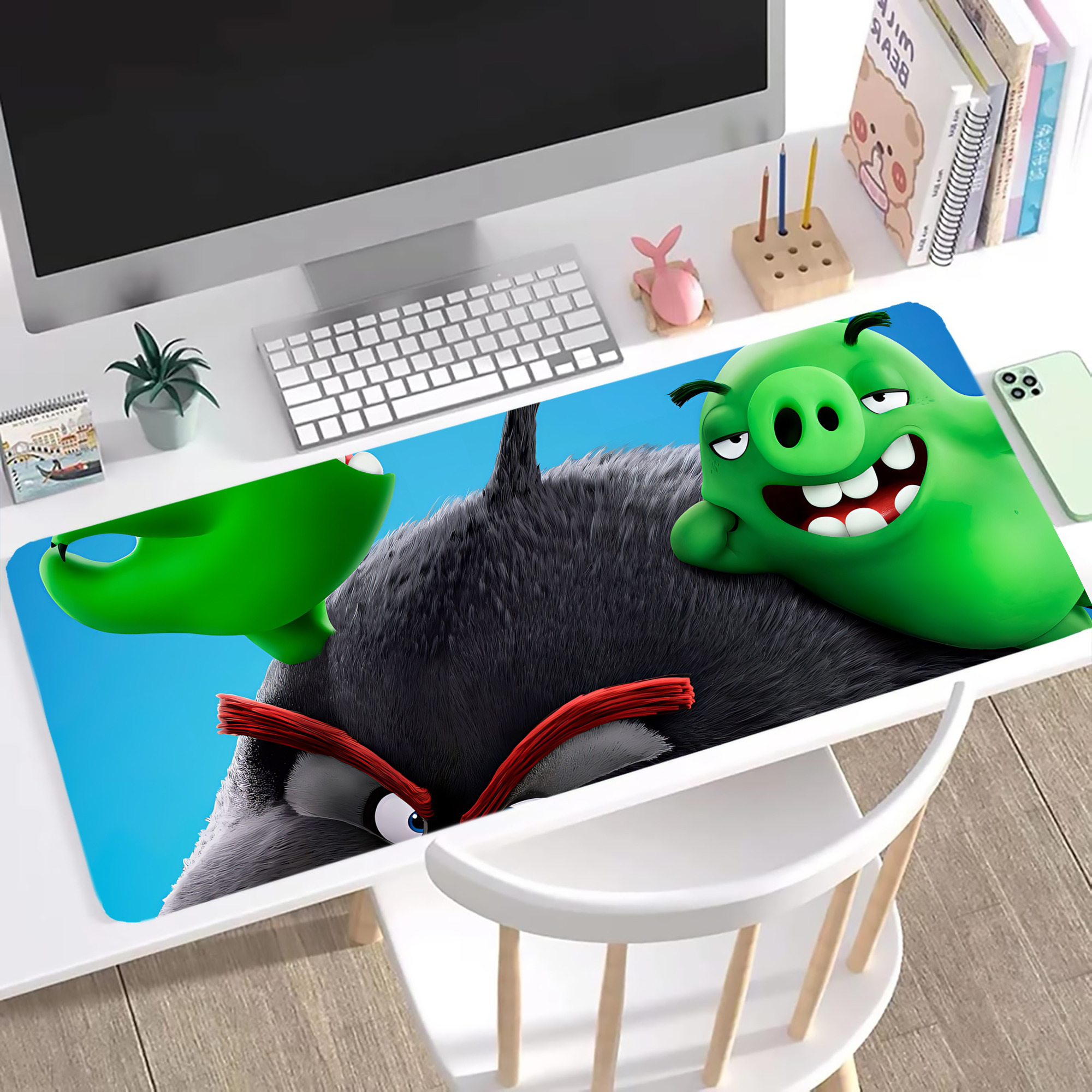 （画像用） Angry Birds アングリーバード ステッチ加工 大判デスクマット／滑り止めマウスパッド