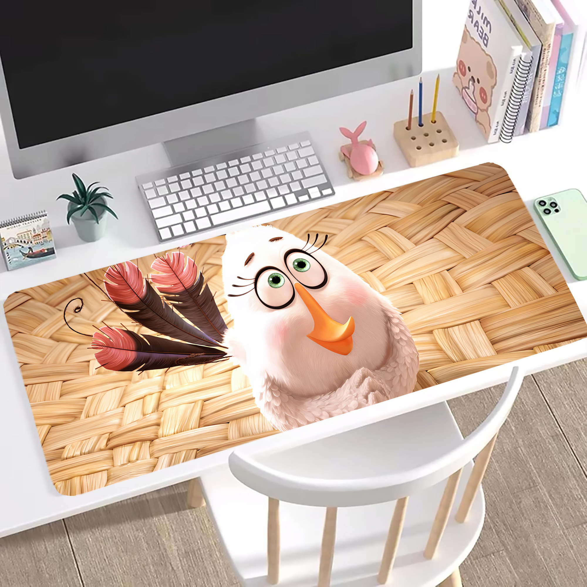 （画像用） Angry Birds アングリーバード ステッチ加工 大判デスクマット／滑り止めマウスパッド