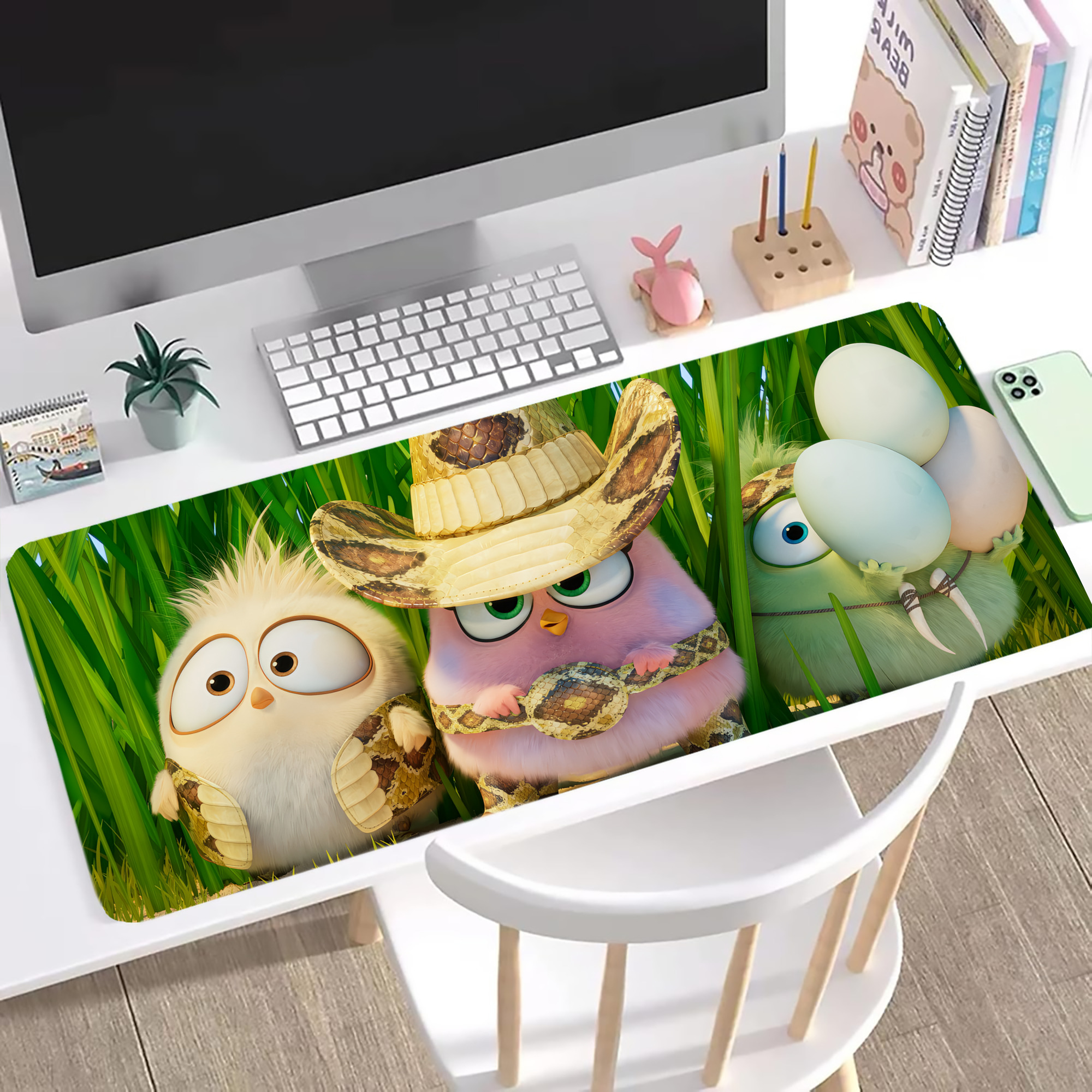 （画像用） Angry Birds アングリーバード ステッチ加工 大判デスクマット／滑り止めマウスパッド