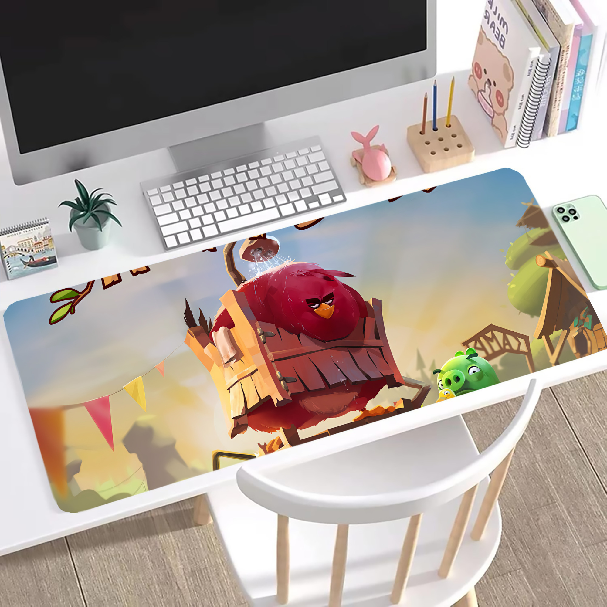 （画像用） Angry Birds アングリーバード ステッチ加工 大判デスクマット／滑り止めマウスパッド
