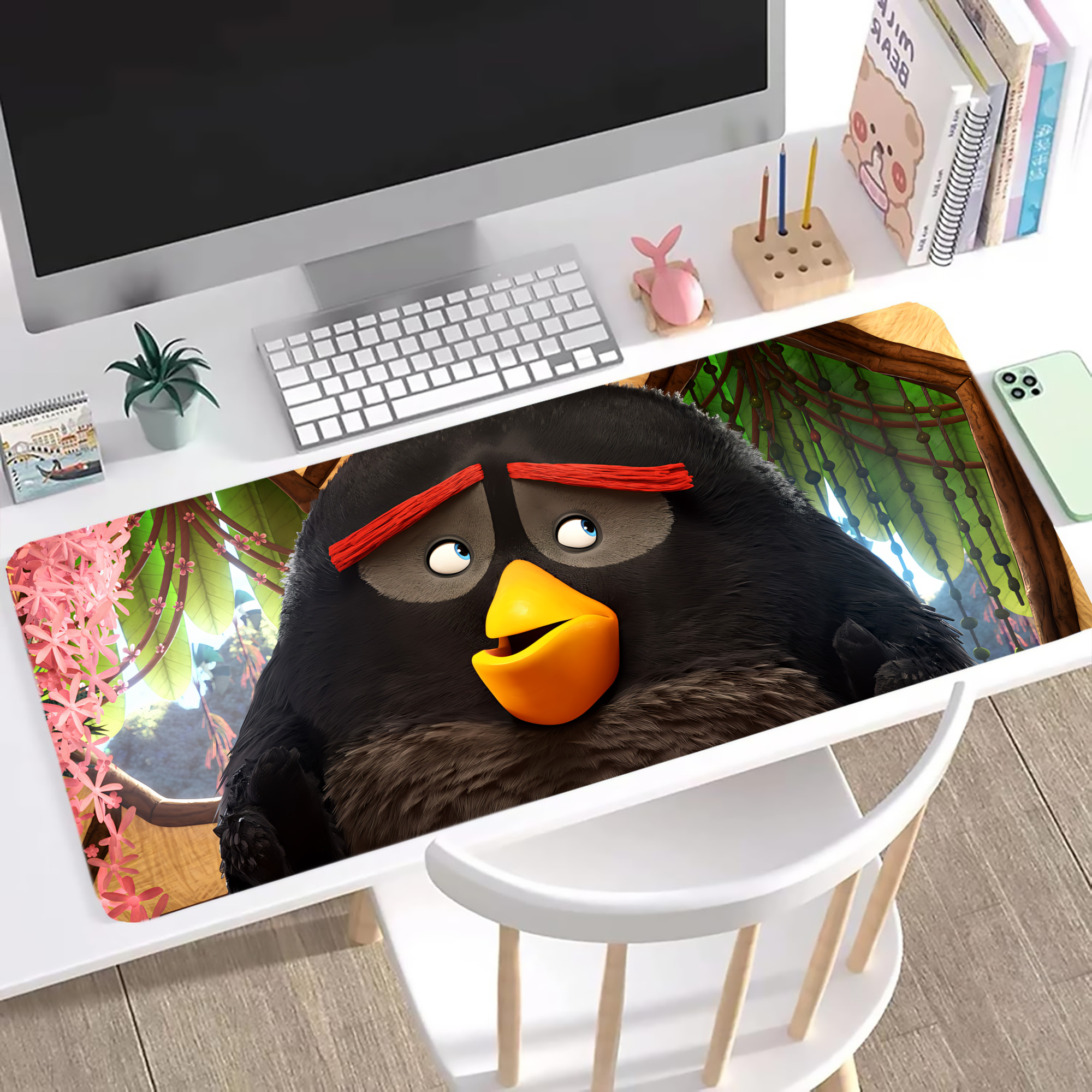 （画像用） Angry Birds アングリーバード ステッチ加工 大判デスクマット／滑り止めマウスパッド