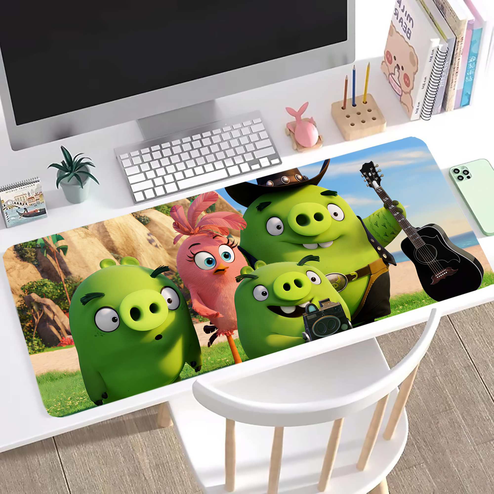 （画像用） Angry Birds アングリーバード ステッチ加工 大判デスクマット／滑り止めマウスパッド