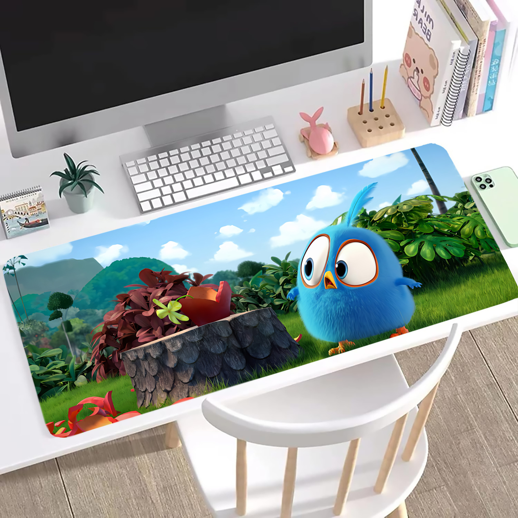 （画像用） Angry Birds アングリーバード ステッチ加工 大判デスクマット／滑り止めマウスパッド