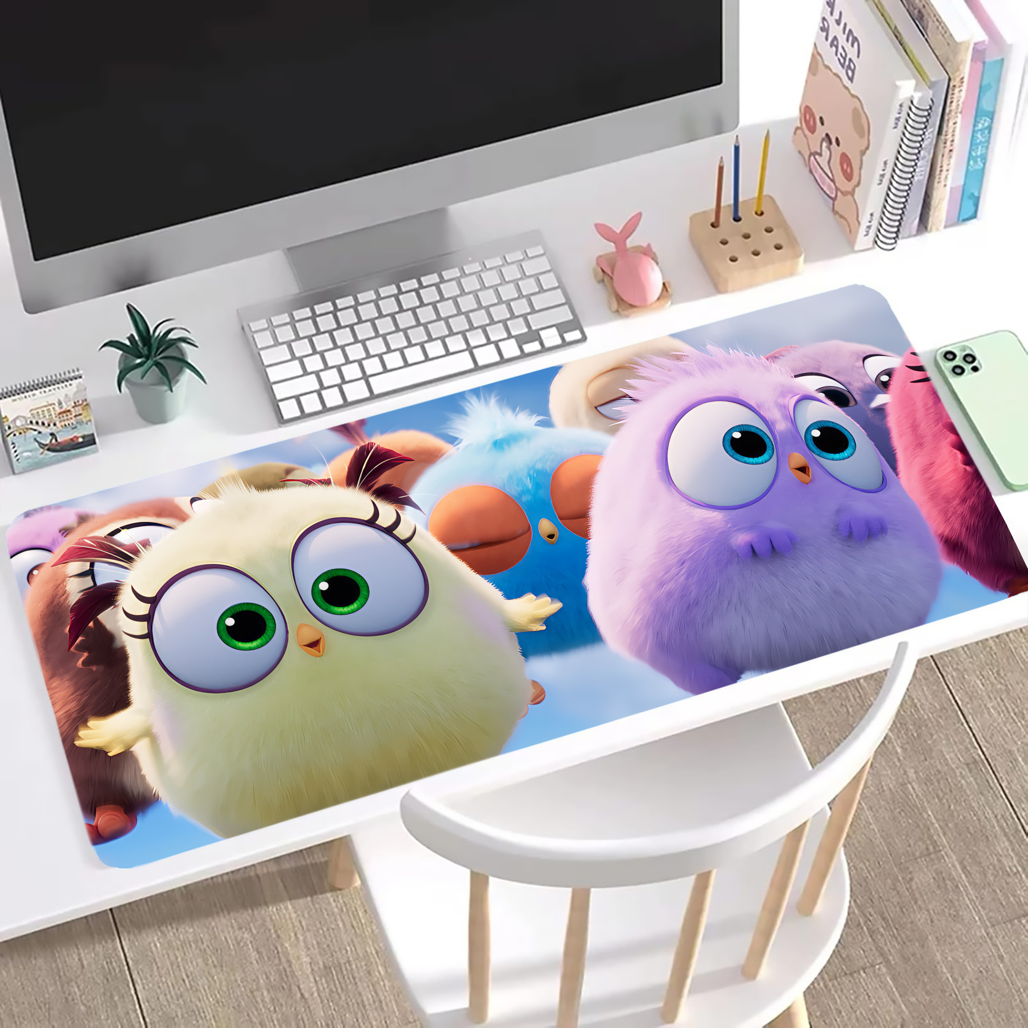 （画像用） Angry Birds アングリーバード ステッチ加工 大判デスクマット／滑り止めマウスパッド