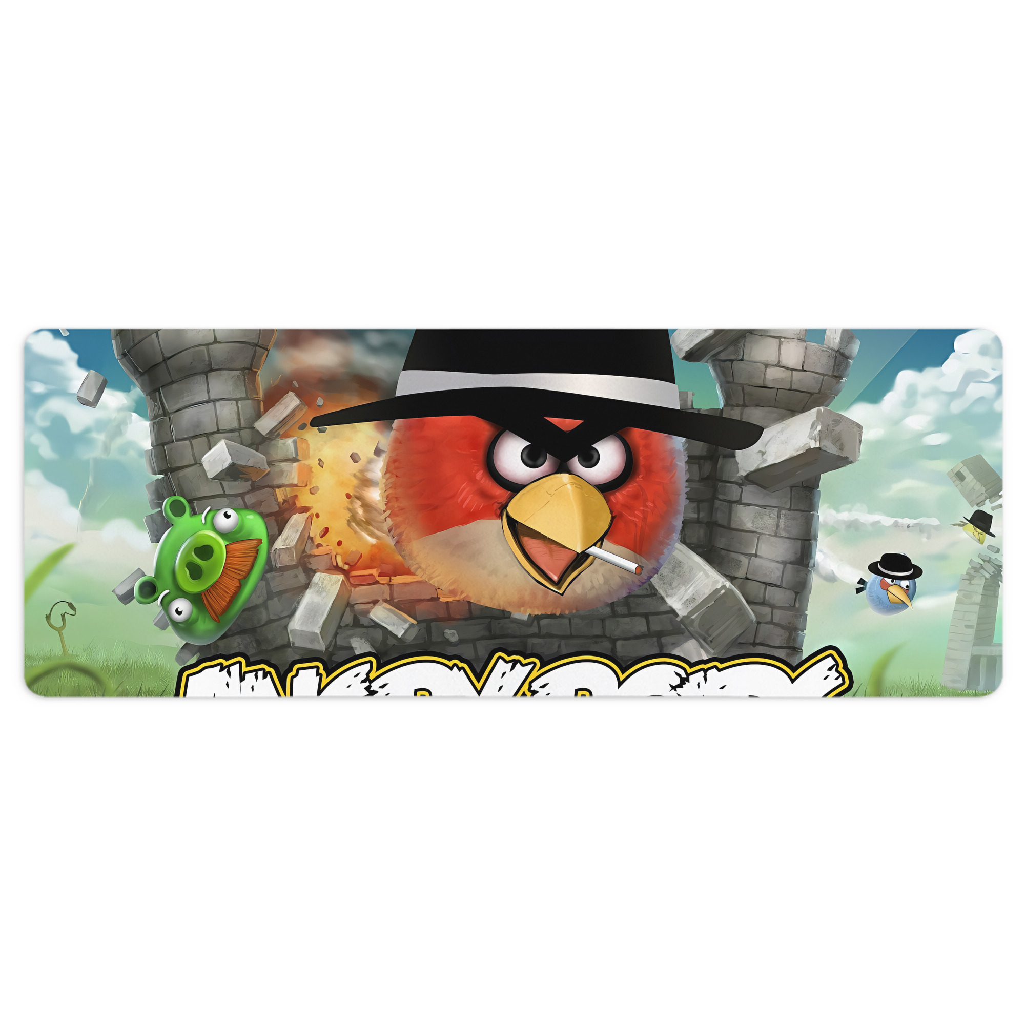 （画像用） Angry Birds アングリーバード ステッチ加工 大判デスクマット／滑り止めマウスパッド