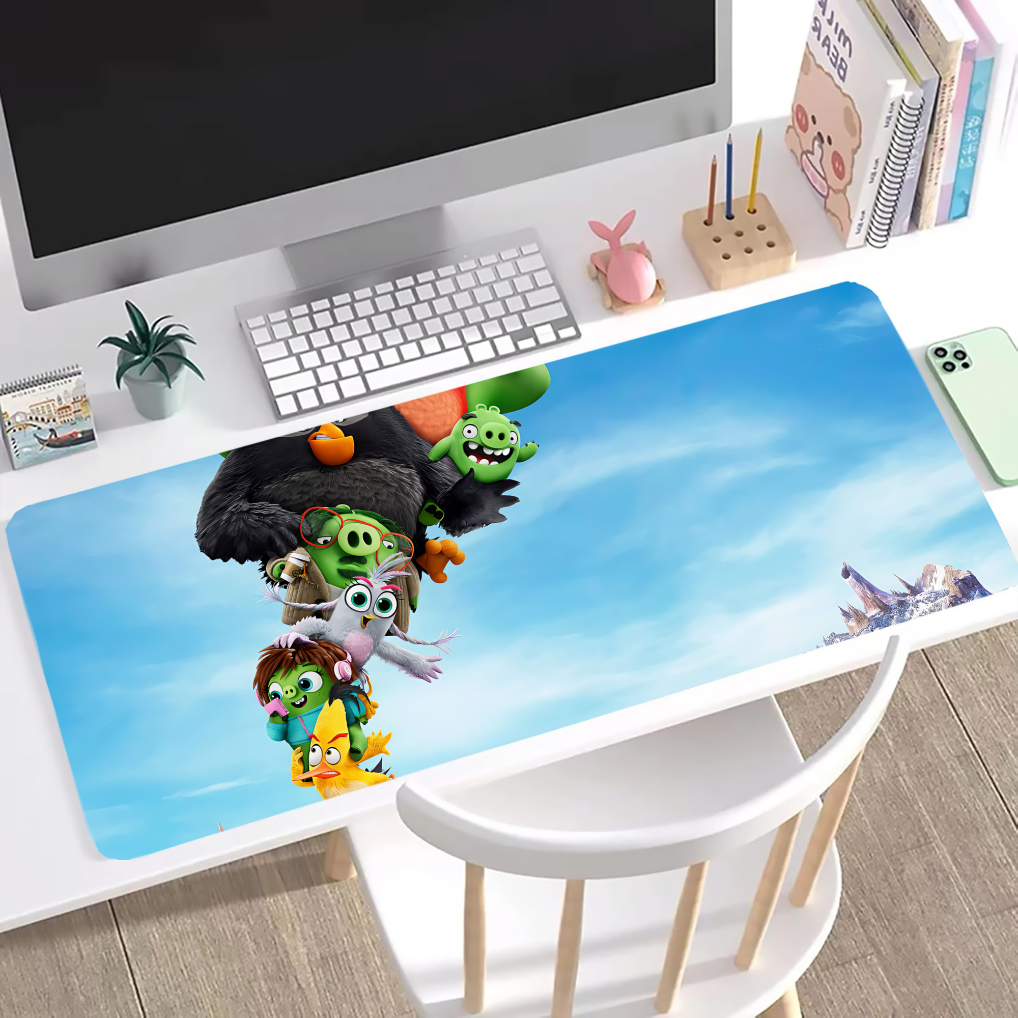 （画像用） Angry Birds アングリーバード ステッチ加工 大判デスクマット／滑り止めマウスパッド