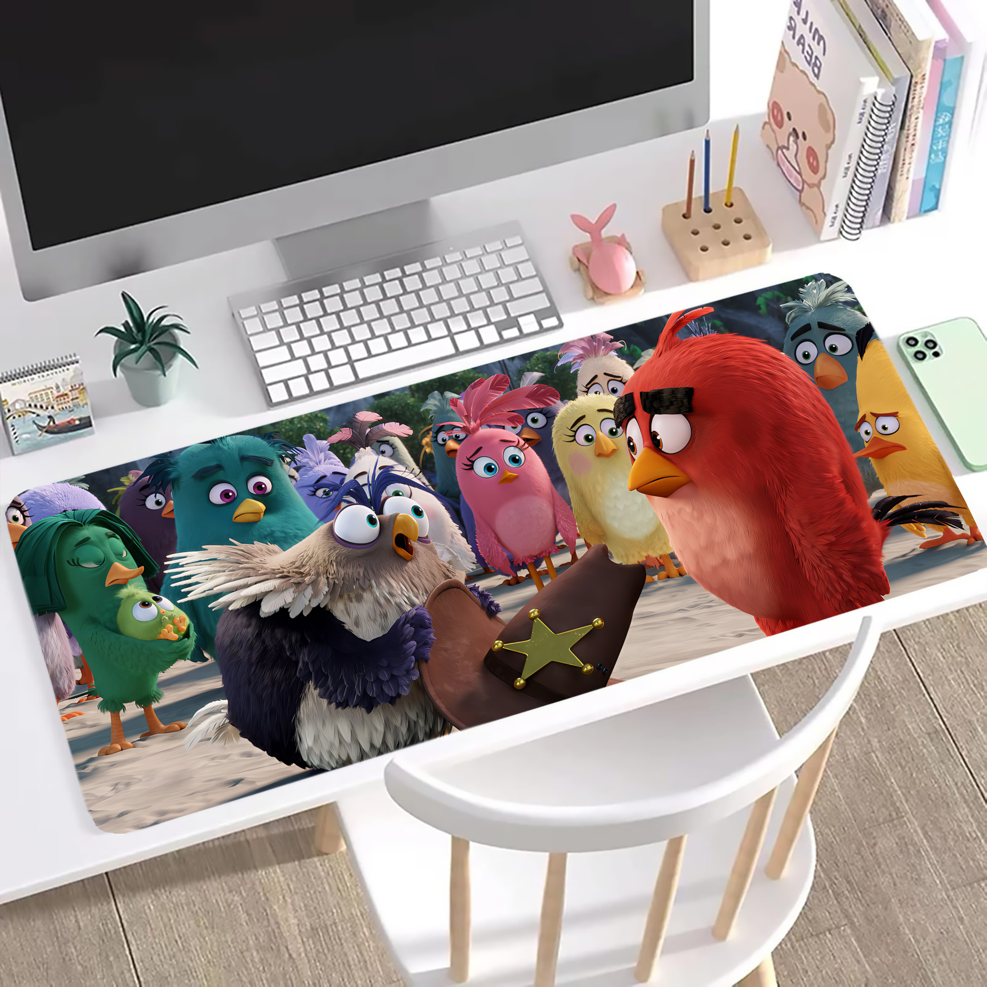 （画像用） Angry Birds アングリーバード ステッチ加工 大判デスクマット／滑り止めマウスパッド