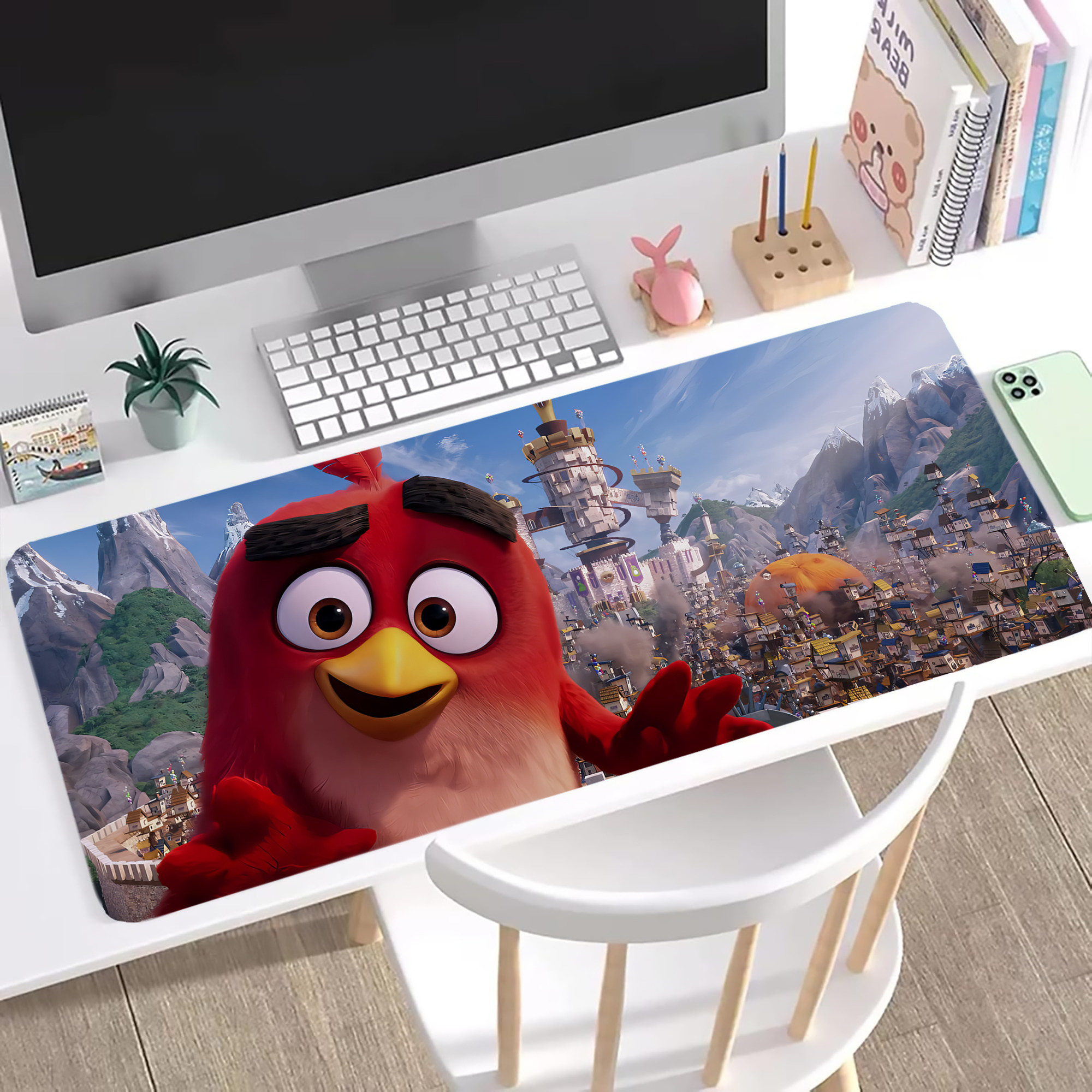 （画像用） Angry Birds アングリーバード ステッチ加工 大判デスクマット／滑り止めマウスパッド