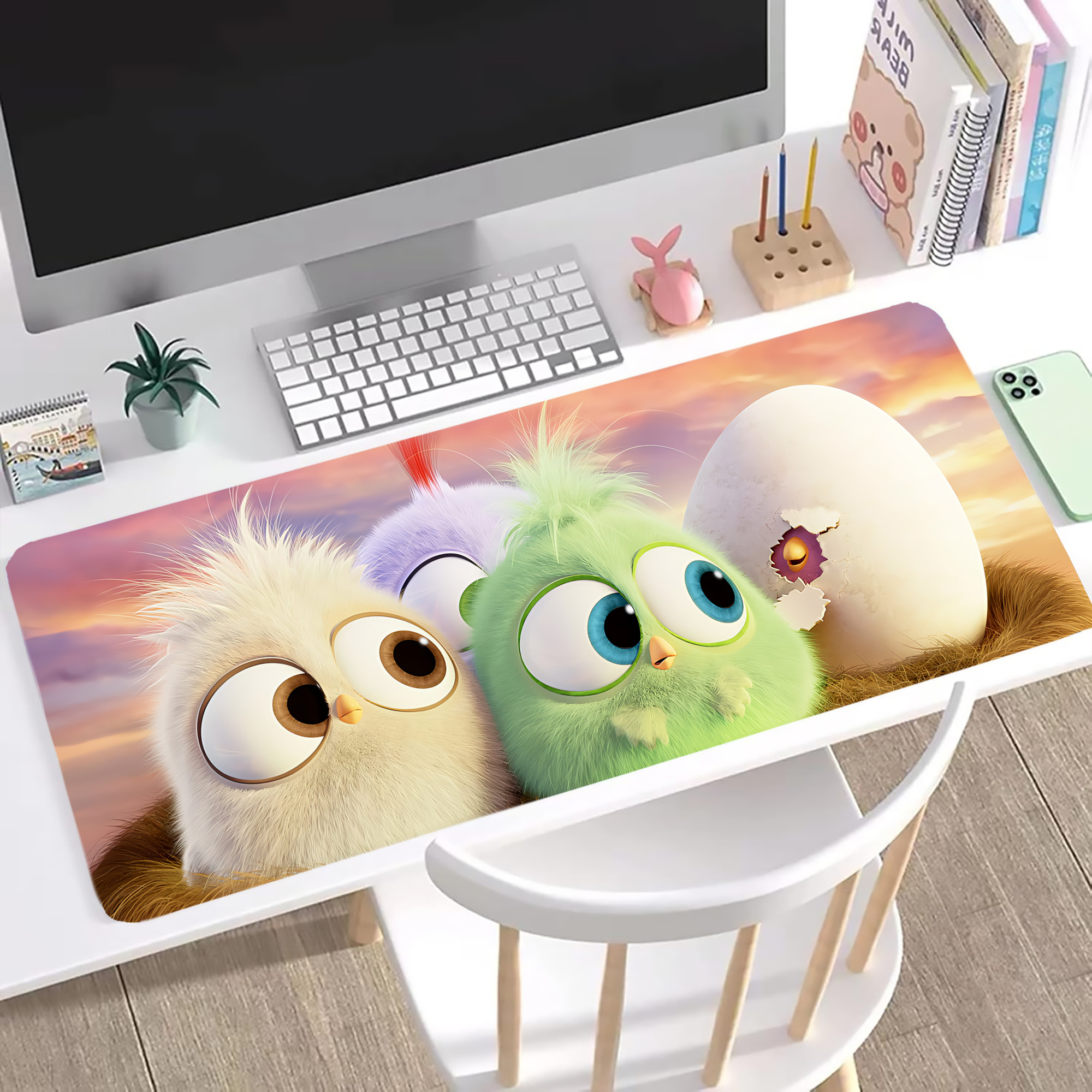 （画像用） Angry Birds アングリーバード ステッチ加工 大判デスクマット／滑り止めマウスパッド