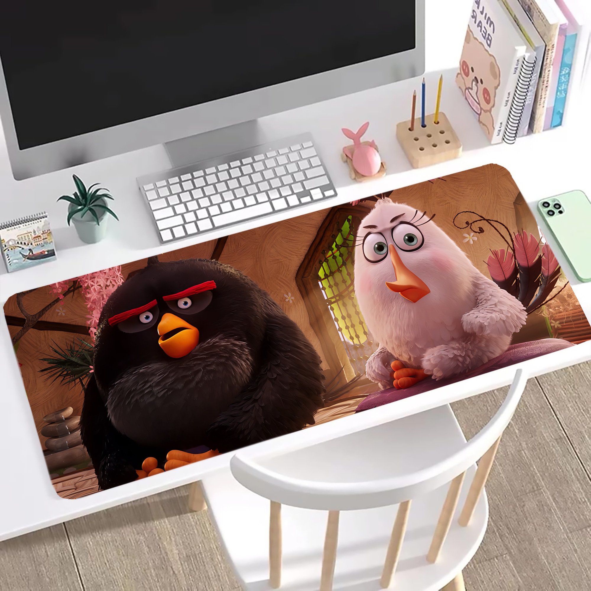 （画像用） Angry Birds アングリーバード ステッチ加工 大判デスクマット／滑り止めマウスパッド
