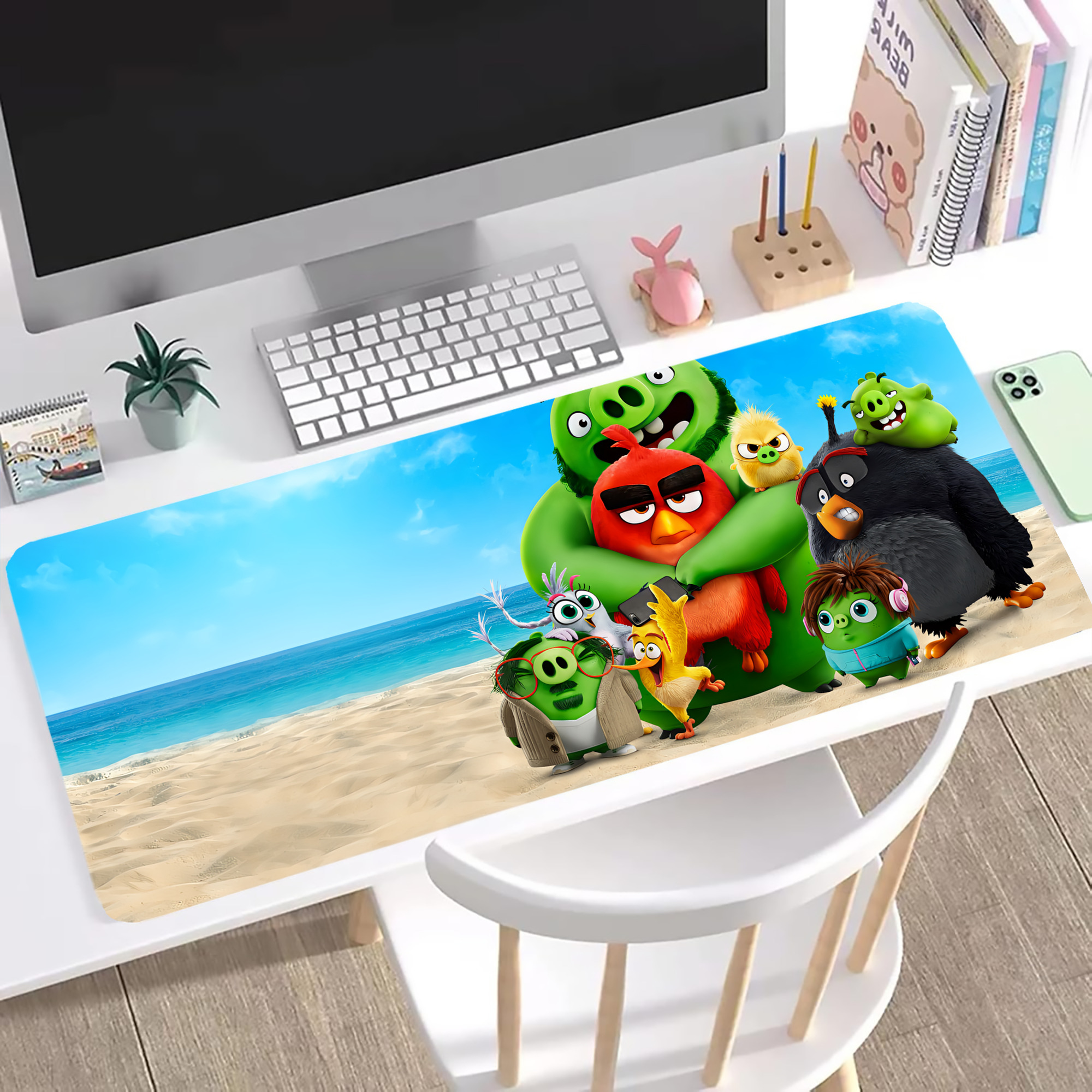 （画像用） Angry Birds アングリーバード ステッチ加工 大判デスクマット／滑り止めマウスパッド