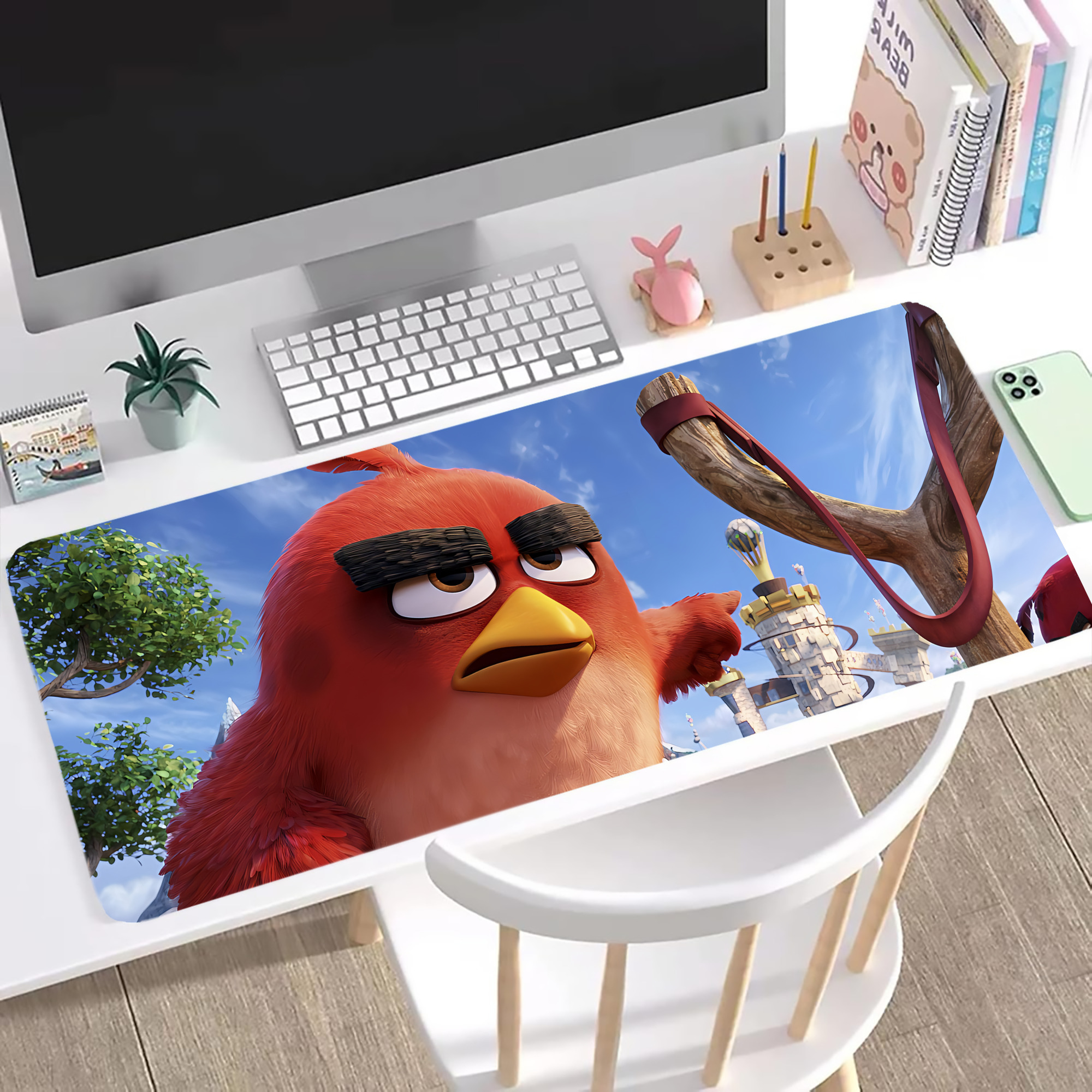 （画像用） Angry Birds アングリーバード ステッチ加工 大判デスクマット／滑り止めマウスパッド