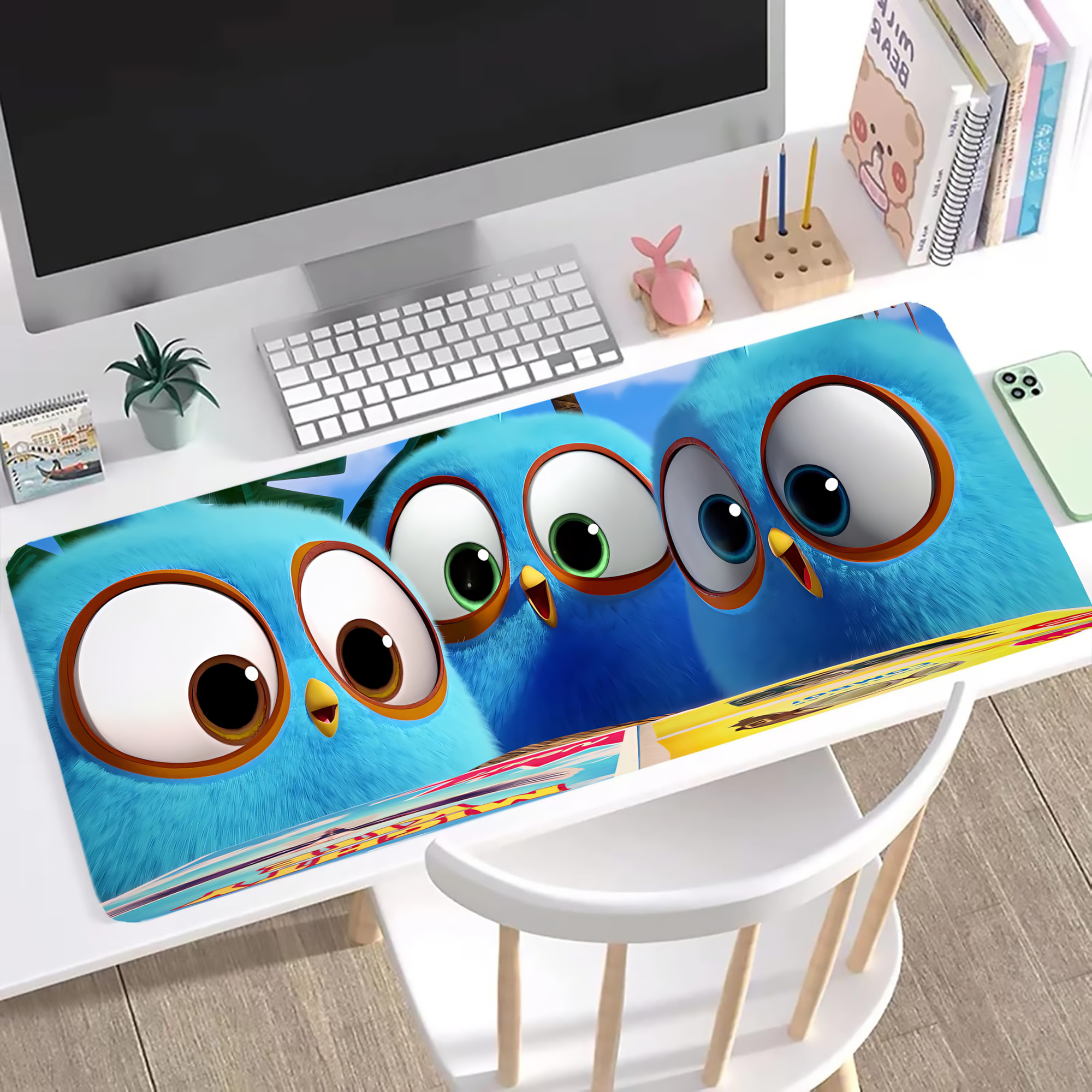 （画像用） Angry Birds アングリーバード ステッチ加工 大判デスクマット／滑り止めマウスパッド