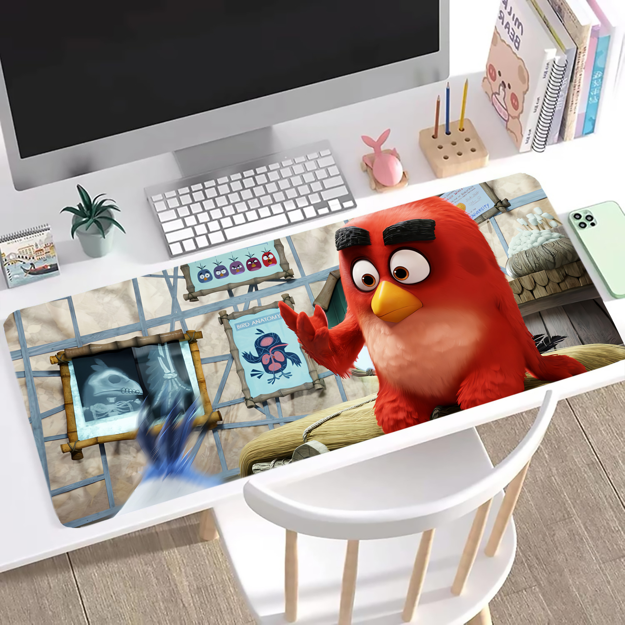 （画像用） Angry Birds アングリーバード ステッチ加工 大判デスクマット／滑り止めマウスパッド